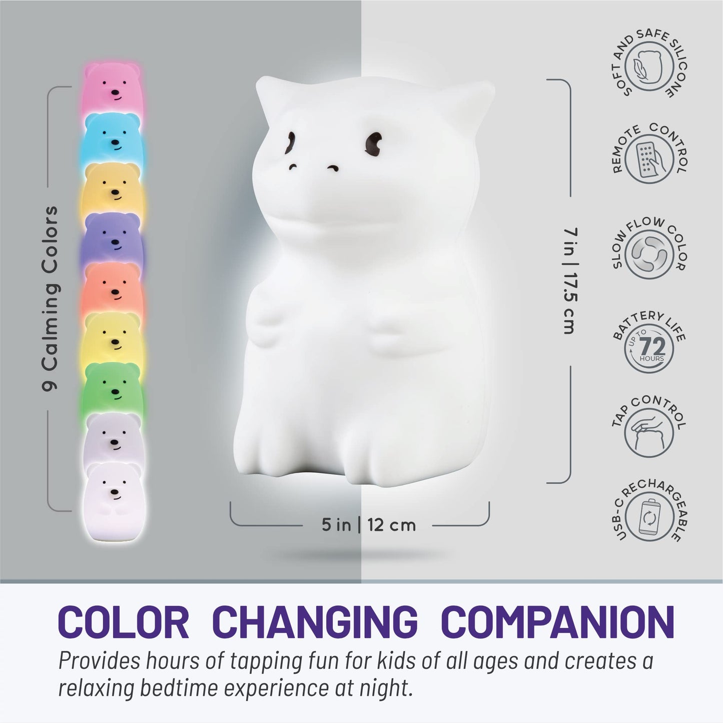 Lumipets Remote Control Silicone Night Light for Kids - Pig Design with 9 Soft Colors & Sleep Timer - Rechargeable, Battery-Operated Lamp for Bedroom | Baby Nursery, Toddler, Girls, Boys