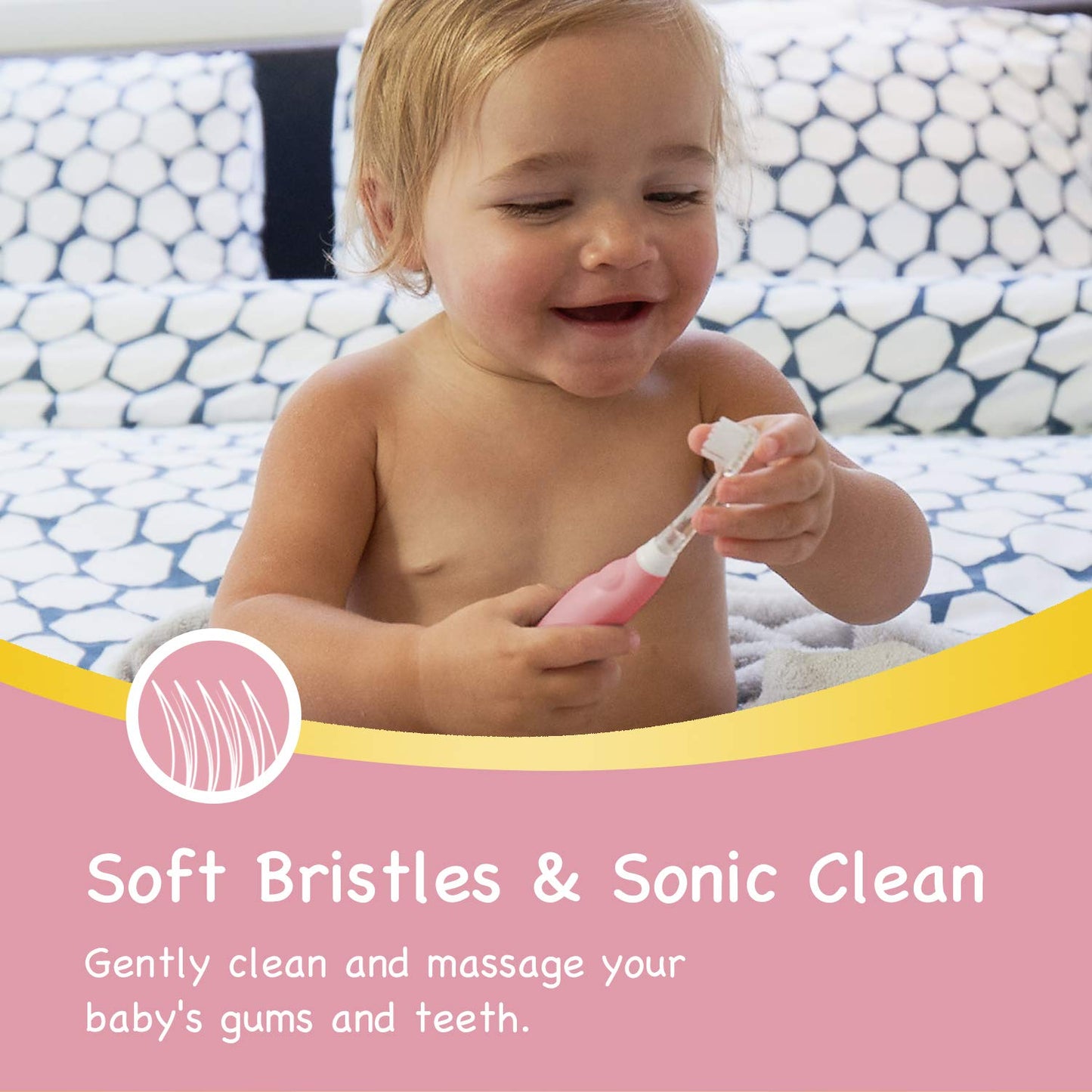 Papablic BabyHandy 2-Stage Baby Sonic Electric Toothbrush for Babies and Toddlers Ages 0-3 Years