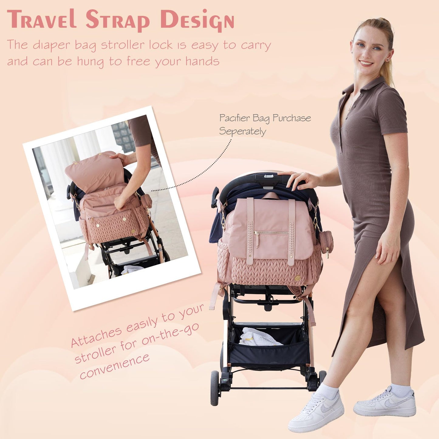 Diaper Bag BackPack Large Capacity Travel Mommy Bag Waterproof and Stylish with Changing Pad Baby Bag for Women and Girls