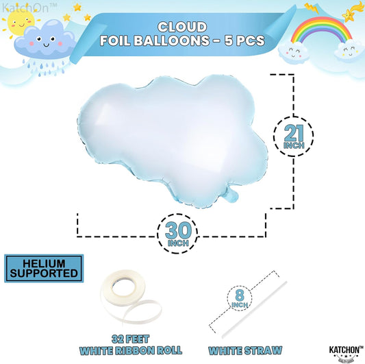 KatchOn, Huge Cloud Balloons Set - 30 Inch, Pack of 5 | Cloud Balloons Kit for Party Decorations |Balloon Party Supplies for Happy Baby Shower Decorations, Sky Party Decor