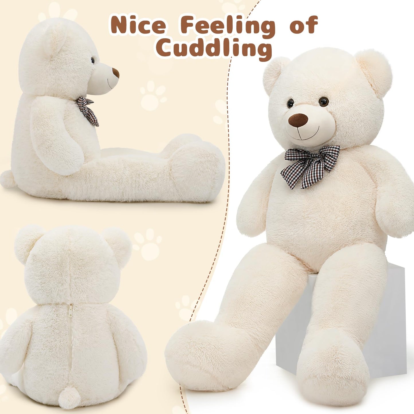 MaoGoLan Giant Big Teddy Bear 4 Feet 47 inch Life Size Tan Plush Bear Brown Stuffed Animal for Children Boyfriend