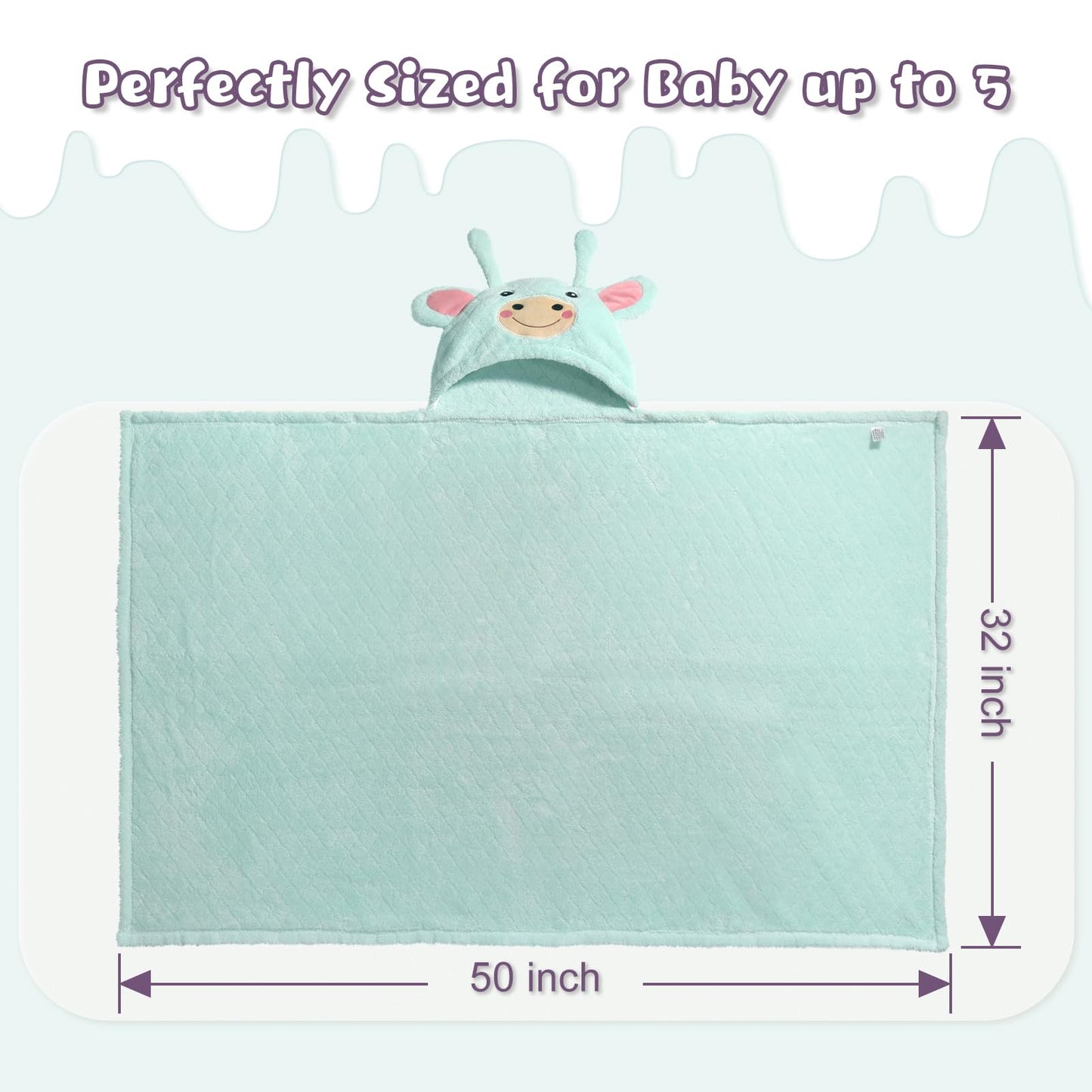 Hooded Baby Towels Boy for 0-6 Years, 50"x 32" Extra Large Toddler Bath Towels with Hood for Boys & Girls, 2-Pack Absorbent Thick Soft Gift for Kids Yellow Lion & Orange Monkey