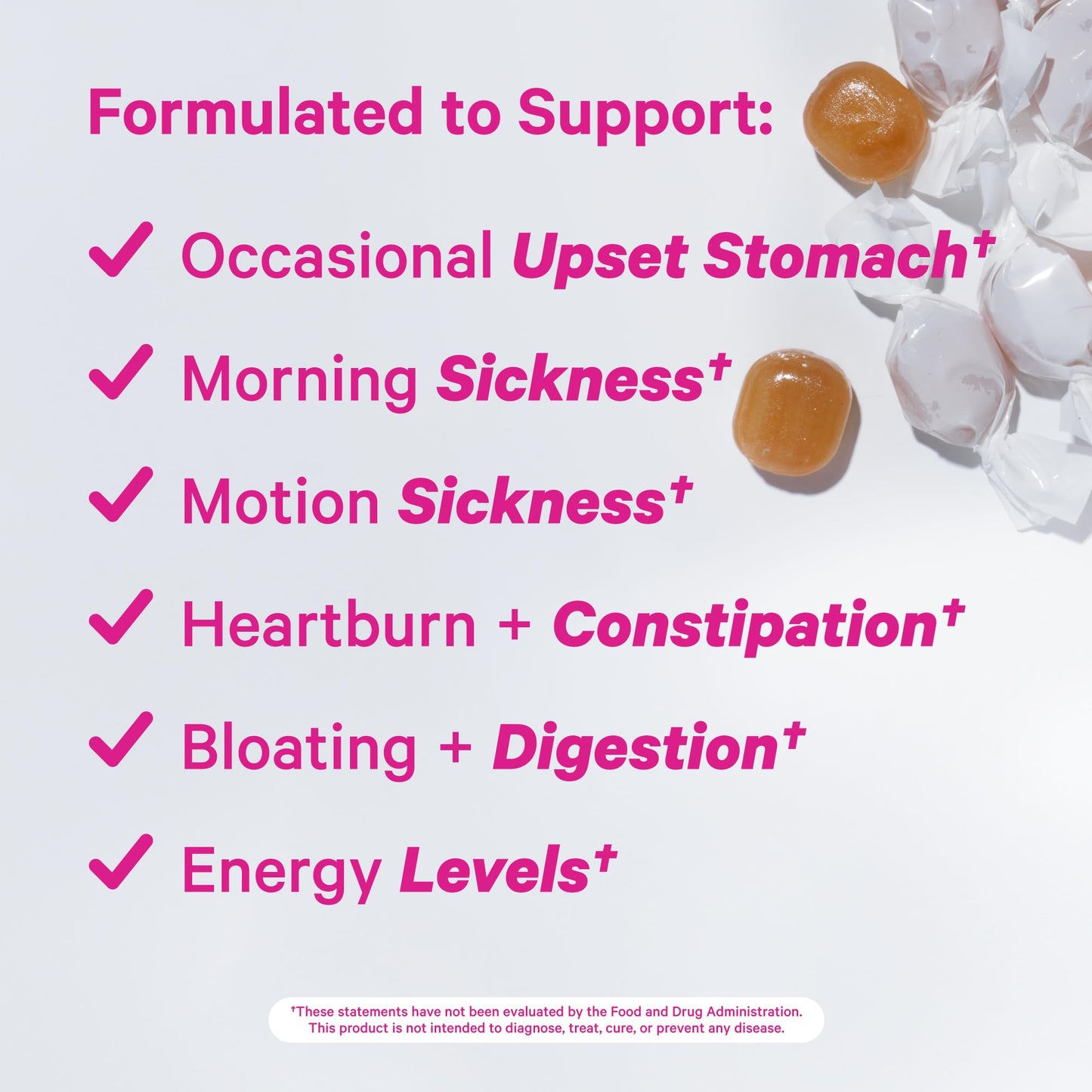 Pink Stork Organic Peppermint Sweets for Morning Sickness and Motion Sickness Support, Added Vitamin B6, 1st Trimester Pregnancy Must Haves - 30 Wrapped Peppermint Candies
