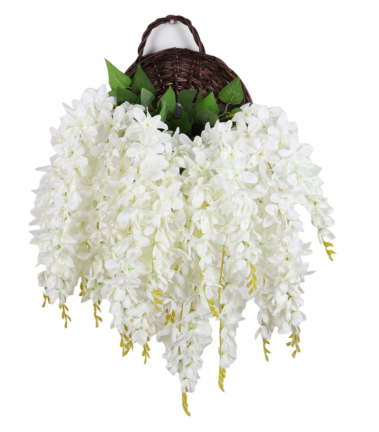 Duovlo Silk Wisteria Flower Artificial 2.13 Feet Hanging Wisteria Vine Fake Flower Bush String Home Party Wedding Decoration,Pack of 4 (Pink)
