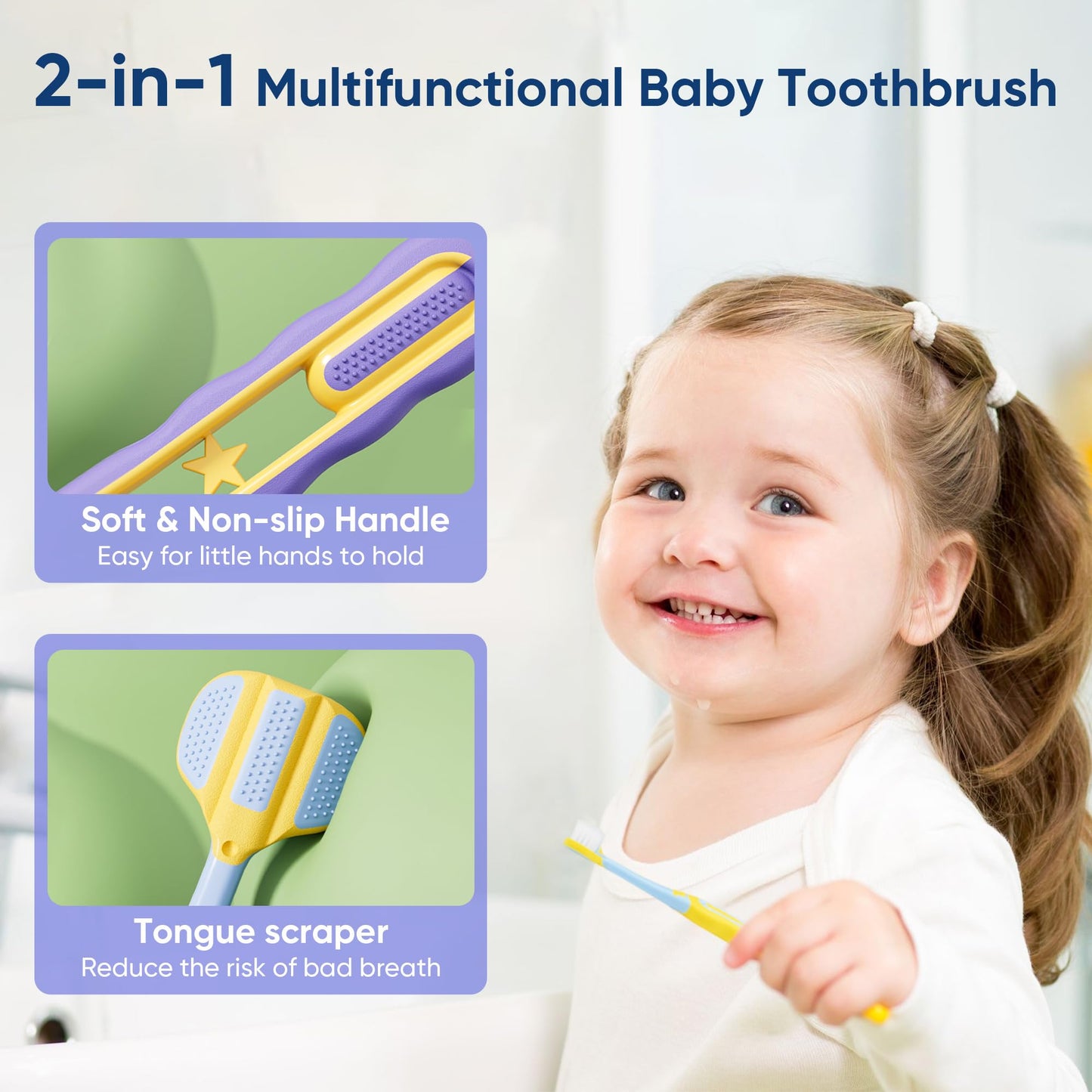 Baby Tongue Cleaner, Baby Toothbrush, 42Pcs Disposable Infant Toothbrush Clean Baby Mouth,Gauze Gum Cleaner Toothbrush Baby Oral Cleaning Stick Dental Care for 0-36 Month Baby+Free 1 Finger Toothbrush