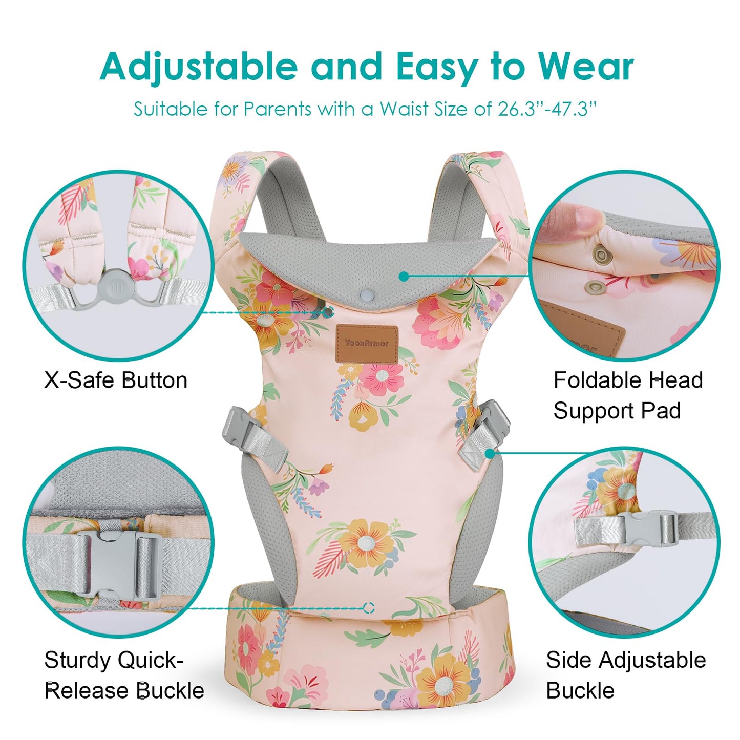 Baby Carrier Newborn to Toddler, Ergonomic Adjustable Toddler Carriers for 7-65 Lbs, Cozy Lightweight Infant Carrier with Neck Support, Baby Holder Carrier with Lumbar Support for Mom Dad