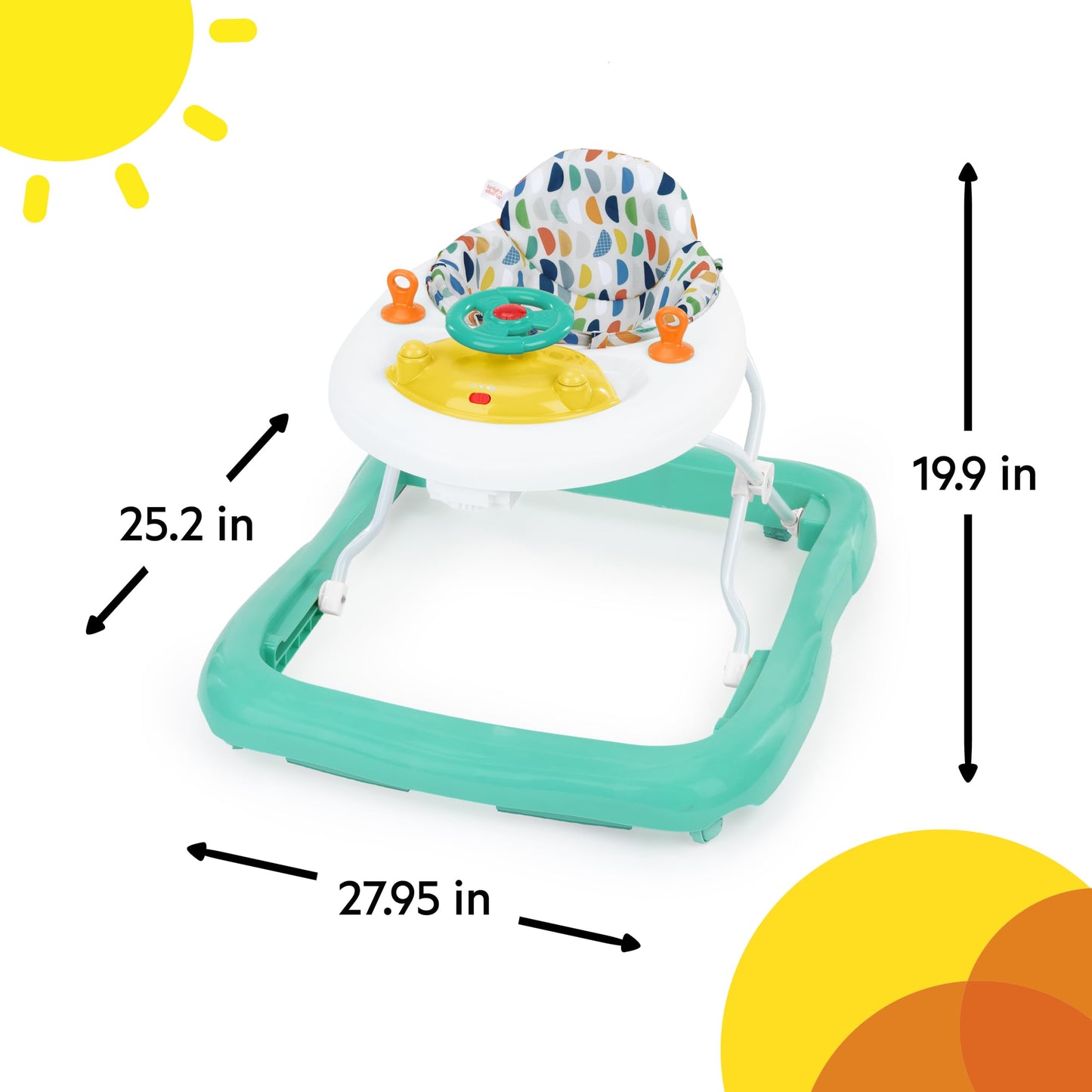 Bright Starts JuneBerry Walk-A-Bout Baby Walker and Entertainer, Removeable Floor Toy, with Easy Fold Frame for Storage, Ages 6 Months +