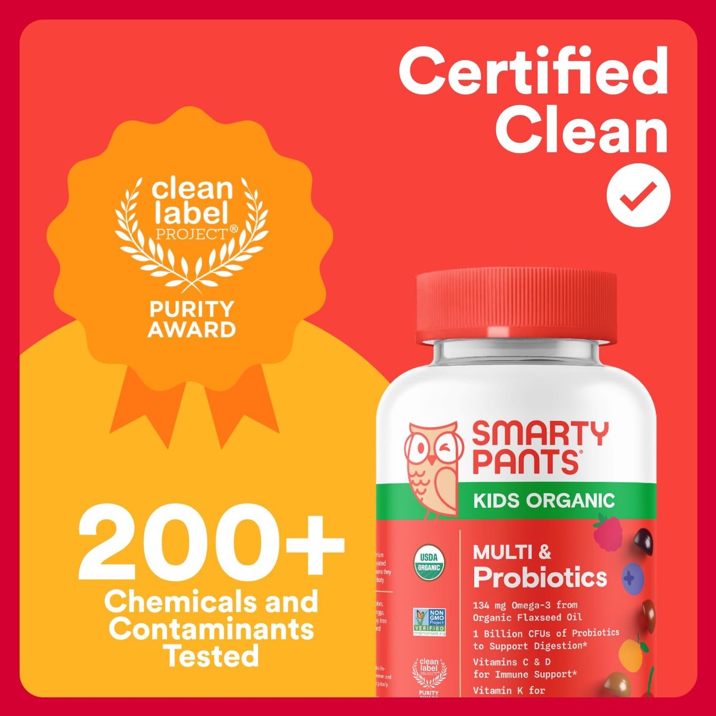 SmartyPants Kids Multivitamin Gummies: Omega 3 Fish Oil (EPA/DHA), Vitamin D3, C, Vitamin B12, B6, A, K & Zinc for Immune Support, Biotin, Gluten Free, Three Fruit Flavors, 120 Count (30 Day Supply)