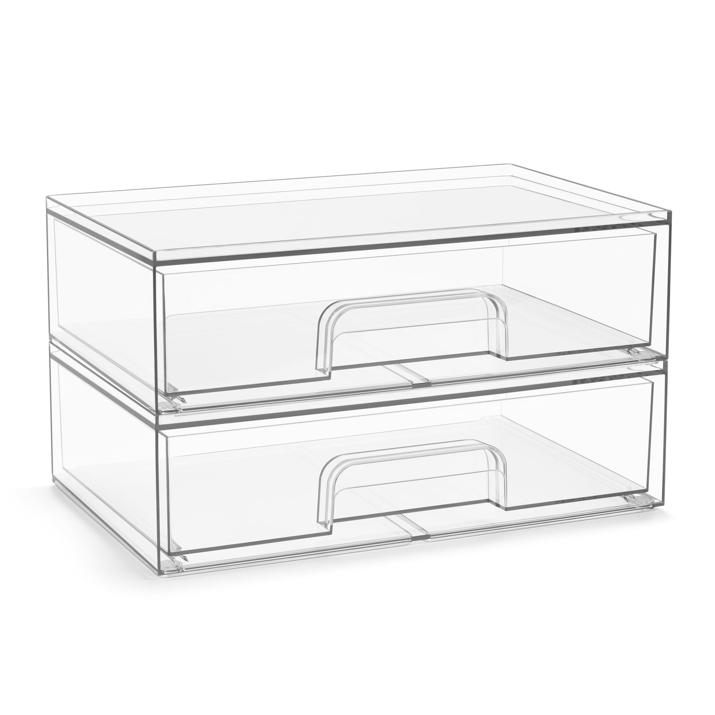 Sorbus Acrylic Storage Containers - 2 Pack, Stackable Storage Bins Set for Bathroom Organization - Clear Acrylic Drawer Organizers - Makeup Case Pull-Out Drawers (7.6’’ and 4.4’’ Tall)