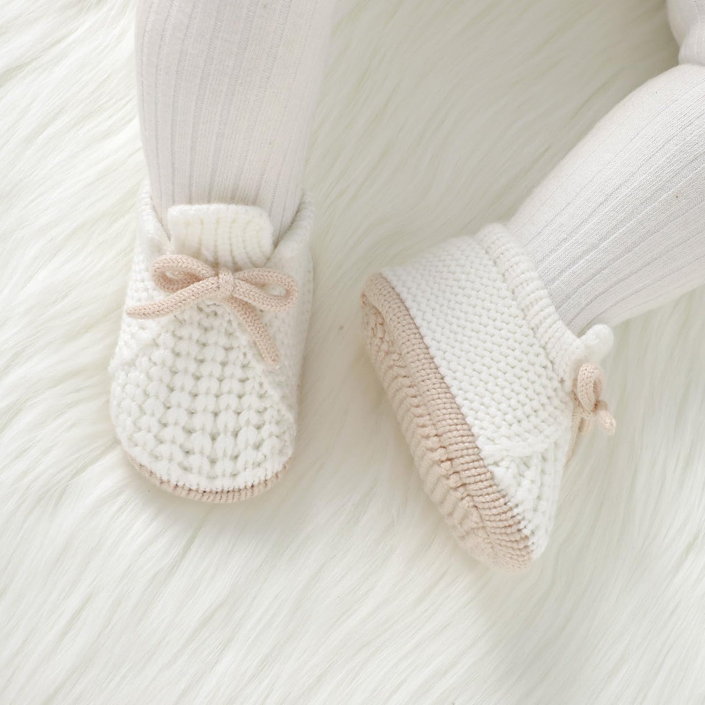LAWKUL Baby Booties Knit Newborn Shoes Cozy First Walkers Infant Toddler Boots for Boy Girls 0-3 Months