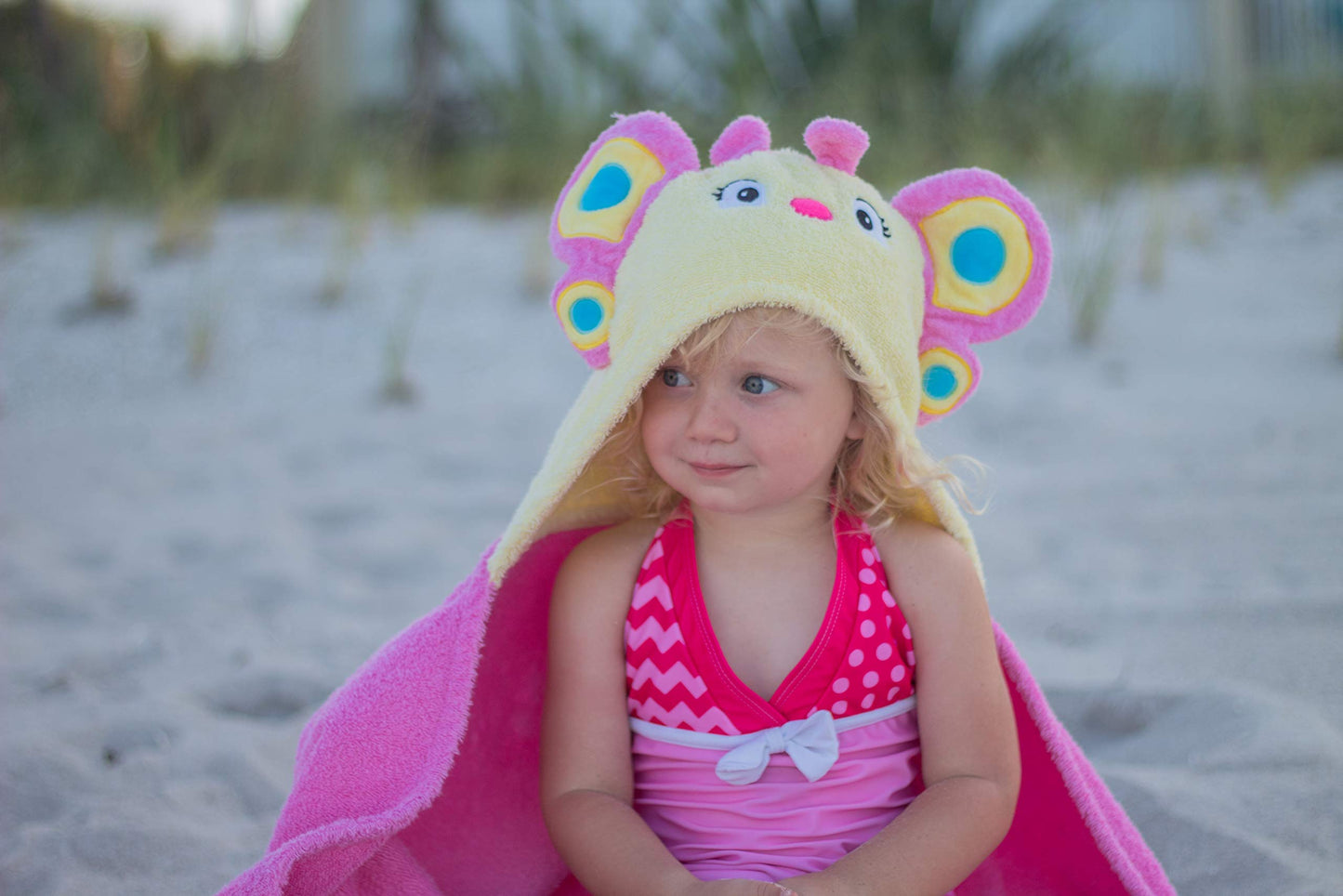 Hooded Baby Towel for Kids 2-8 | Large 100% Cotton Baby Towel for Girls | Cute Flower Bath Towels for Babies and Toddlers with Pink Petals