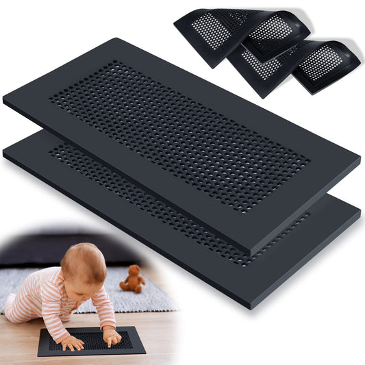 Orzbow Baby Proofing Soft Silicone Vent Cover for Home Wall/Ceiling/Floor Register,Child Proof Floor Air Vent Deflector Cover,Catches Debris Hair & Prevents Creepy Crawlies,Easy Install, Khaki,2 Pack