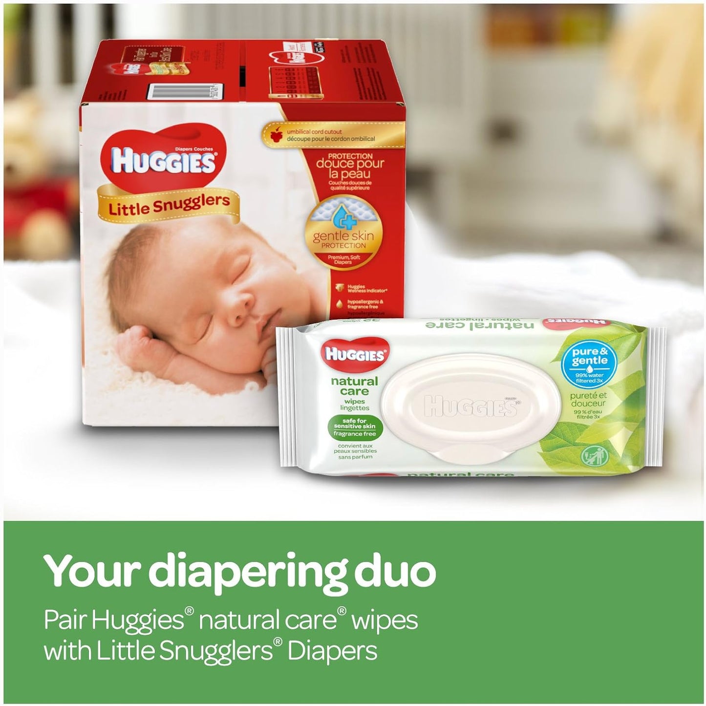 HUGGIES Natural Care Unscented Baby Wipes, Sensitive, Water-Based, 6 Flip-top Packs, 56 Count (Pack of 6)