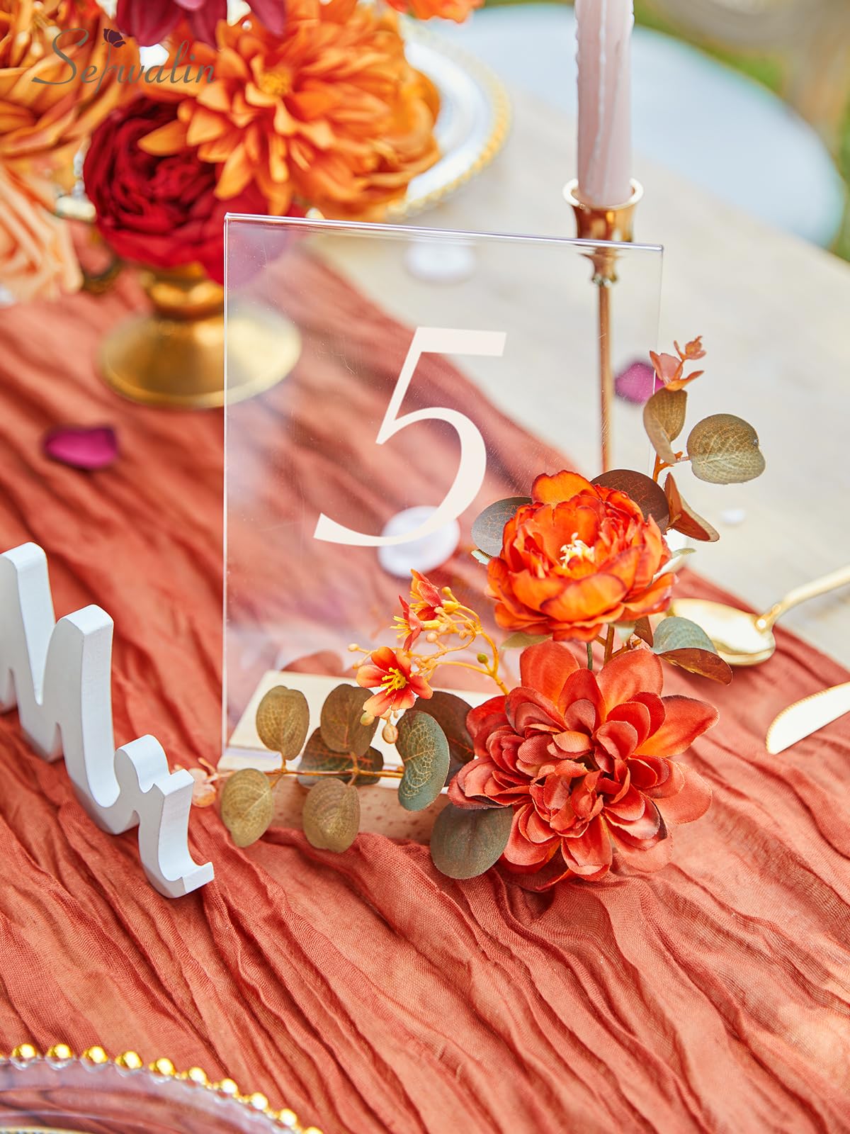 Serwalin Pink Artificial Flowers, Silk Fake Flowers for DIY Wedding Bridal Bouquets, Wedding Cake Flowers for Table Centerpieces Baby Shower Birthday Party Home Decorations