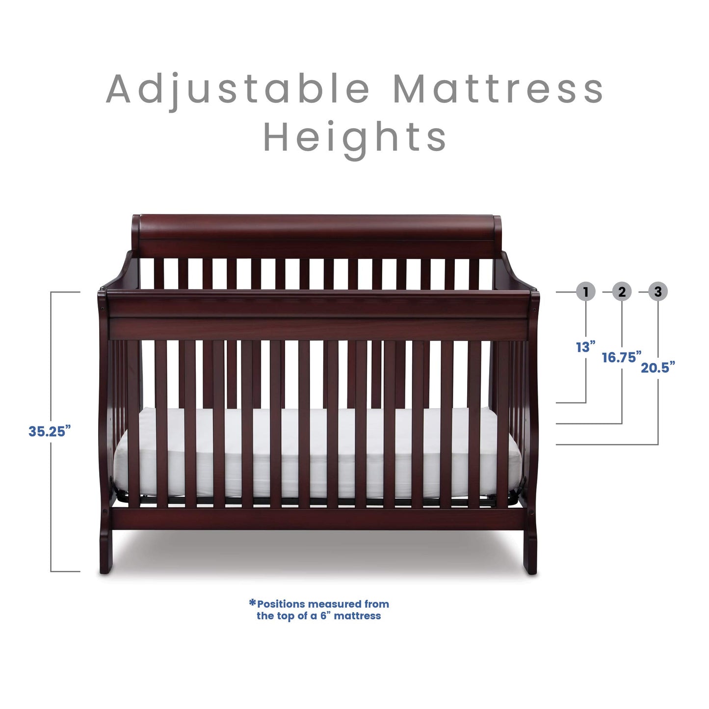 Delta Children Simmons Kids Carter 6-in-1 Convertible Crib - Greenguard Gold Certified, Black Ebony