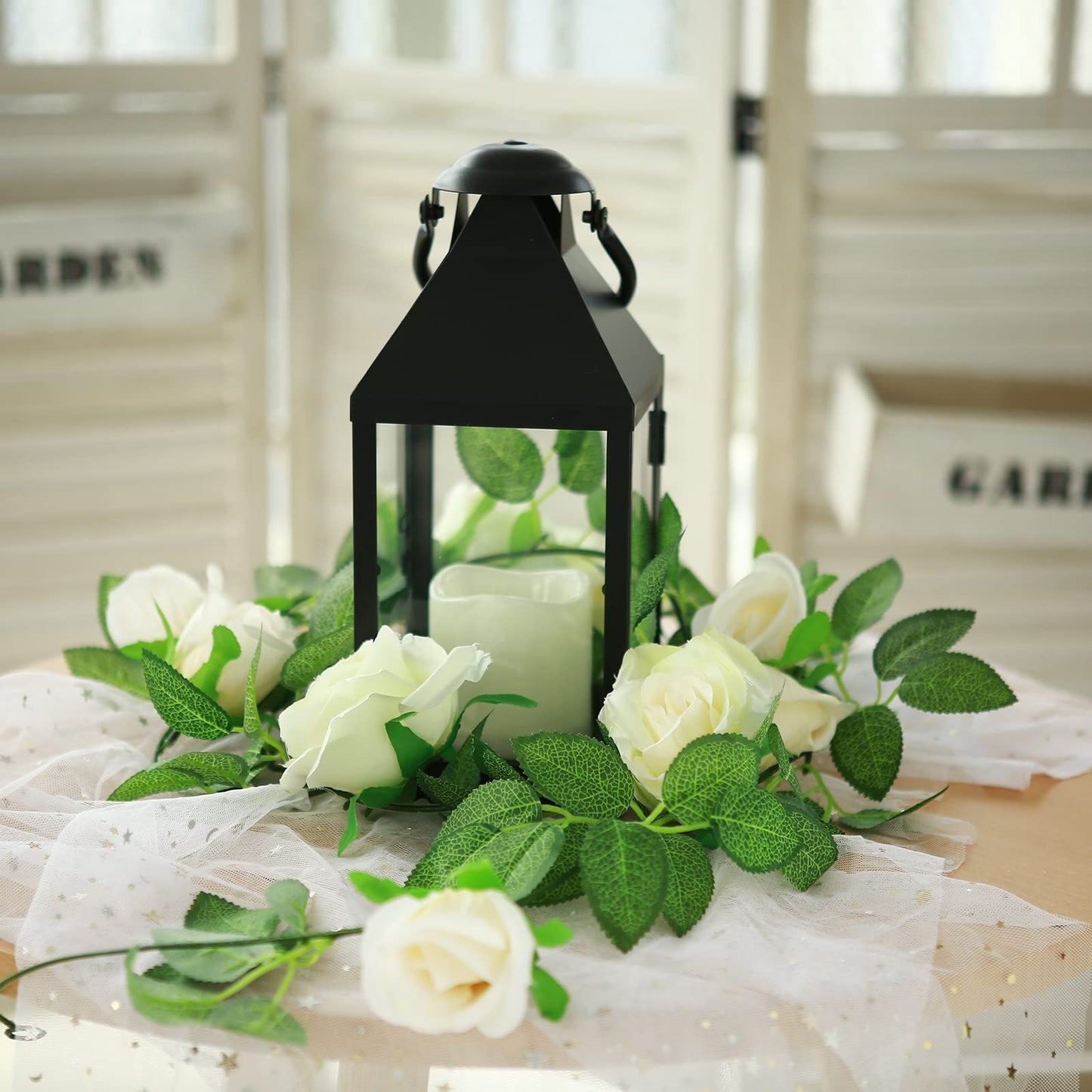 Felice Arts 2 Pack Pink Artificial Rose Garland Each 6.5FT Fake Rose Vine Hanging Floral Garland for Wedding Flowers Table Centerpiece Arrangement Baby Shower Decor