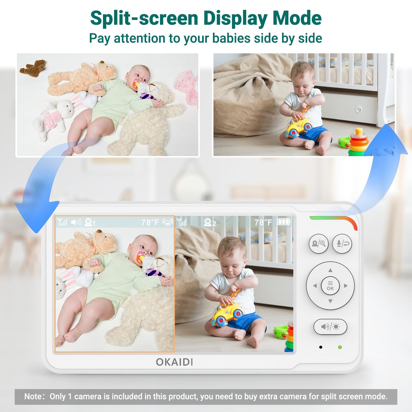 Baby Monitor with Camera and Audio,6.0" IPS Screen Baby Camera Monitor with 150 Languages Supported,30H Battery,1000ft Range Travel Baby Monitor No WiFi,Night Vision,2-Way Audio