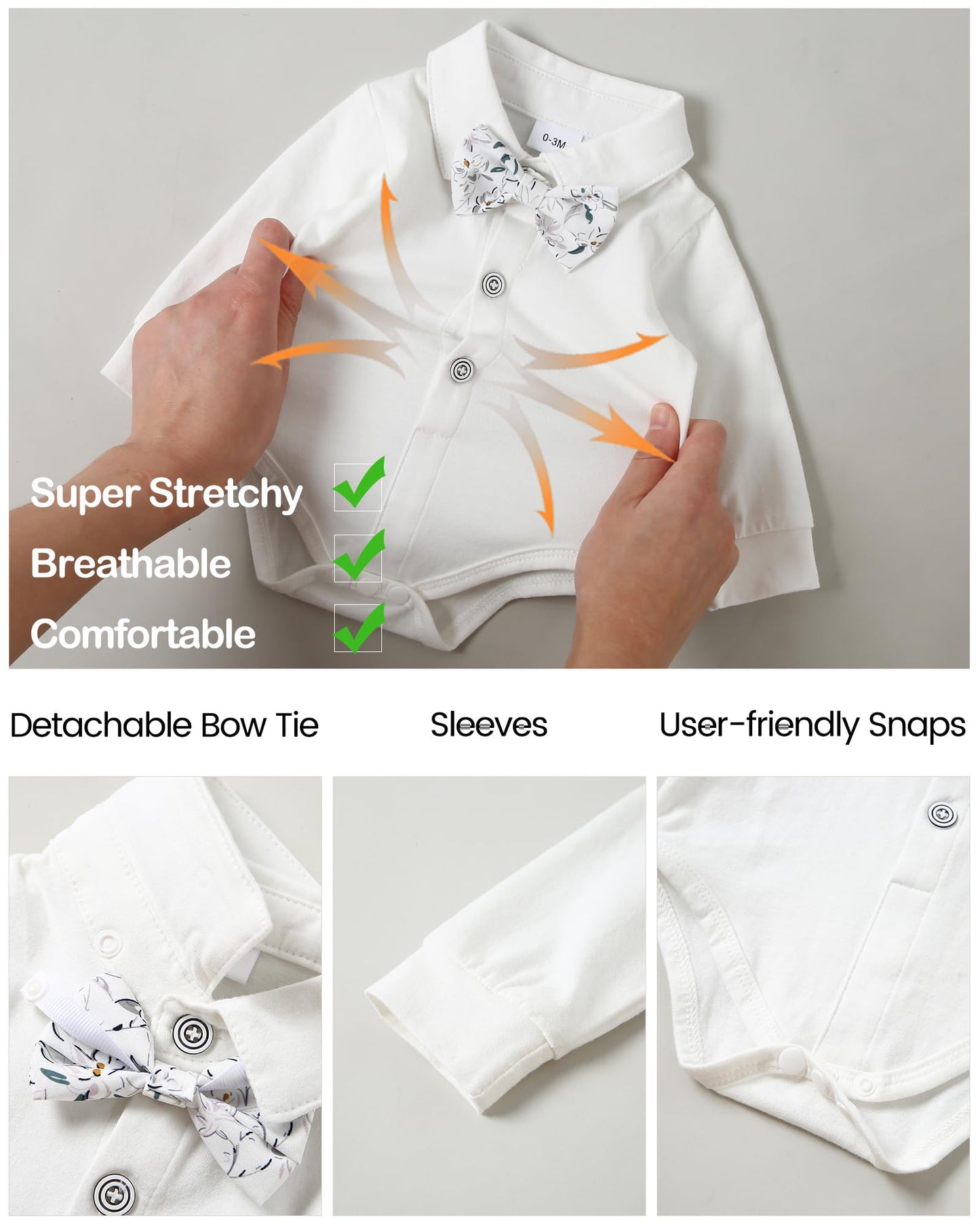 YALLET Baby Boy Clothes Suit 0-24 Months Infant Gentleman Outfits Formal Dress Shirt+Bowtie+Vest+Pants Set Baby Wedding Suits