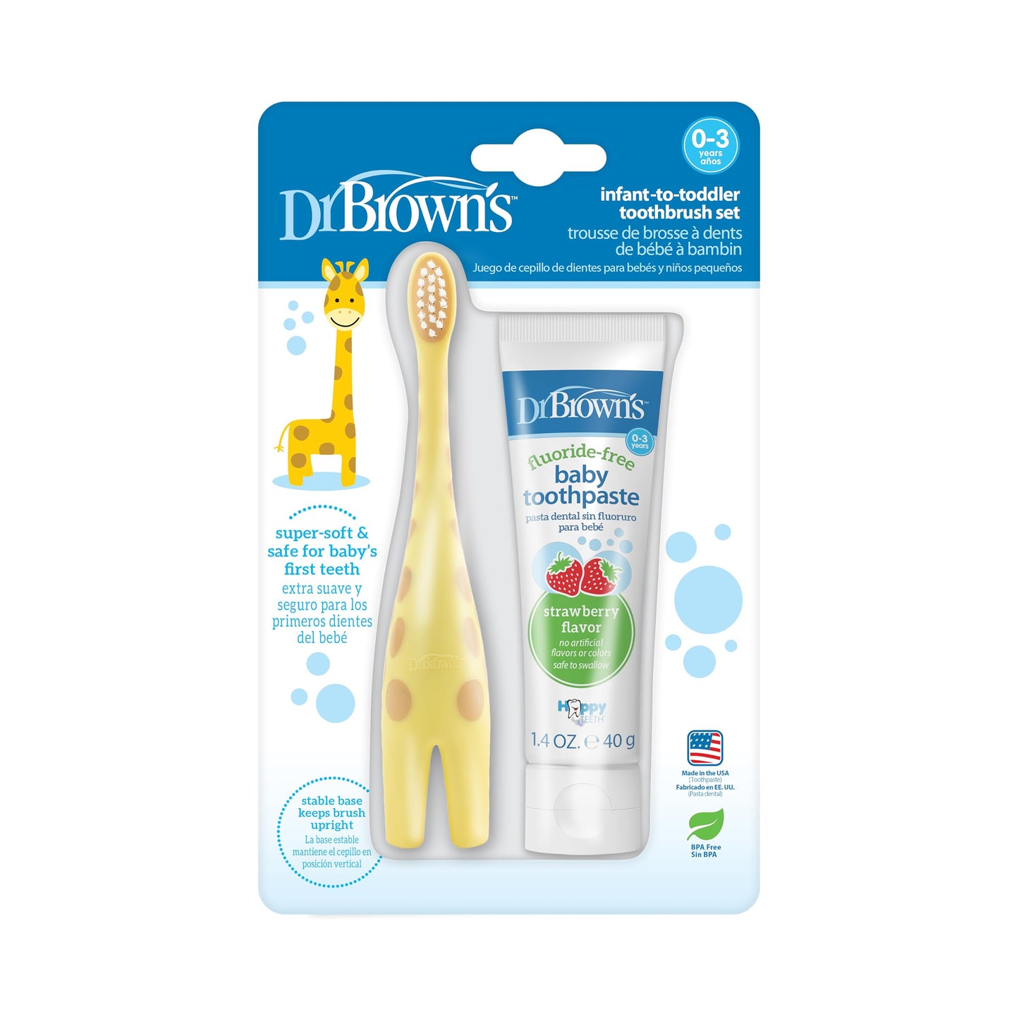 Dr. Brown's Infant-to-Toddler Training Toothbrush, Soft for Baby's First Teeth, Pink Elephant, 0-3 Years (Colors/Styles May Vary)