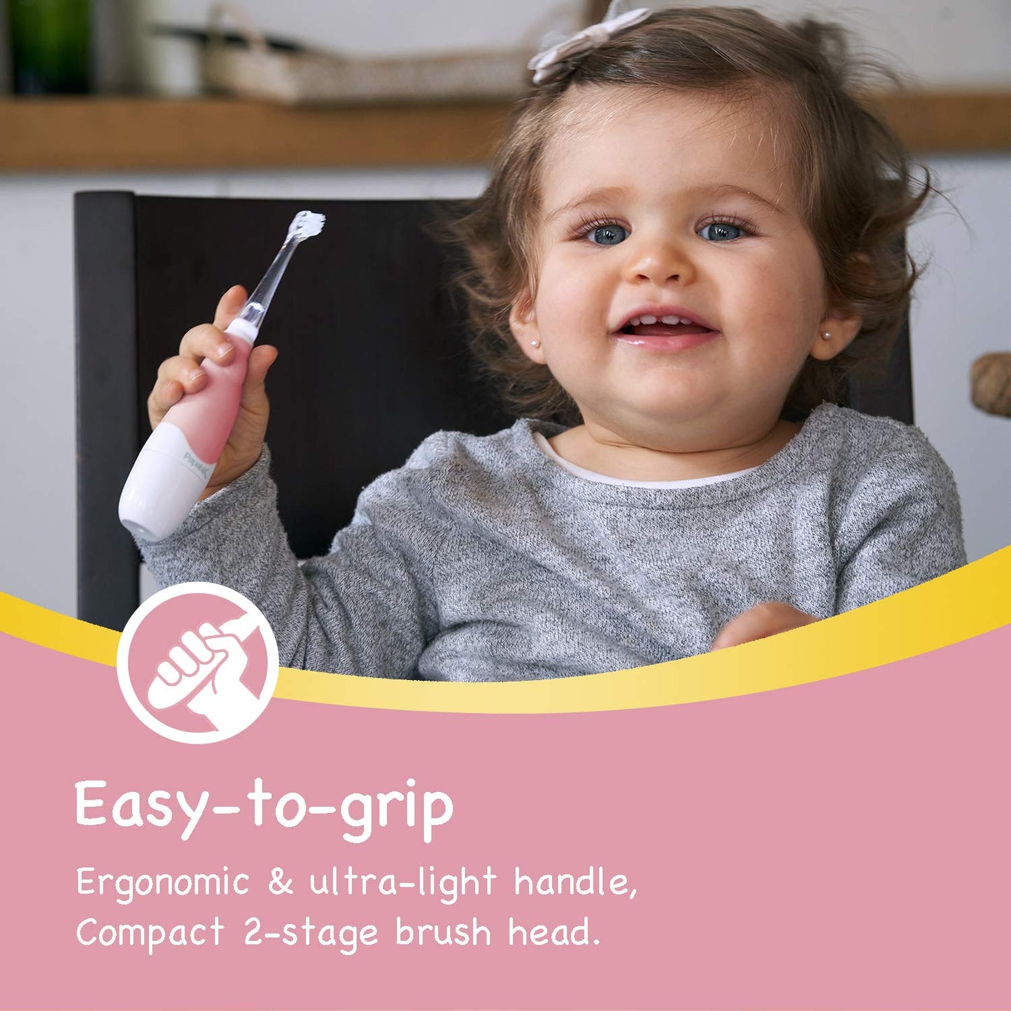 Papablic BabyHandy 2-Stage Baby Sonic Electric Toothbrush for Babies and Toddlers Ages 0-3 Years