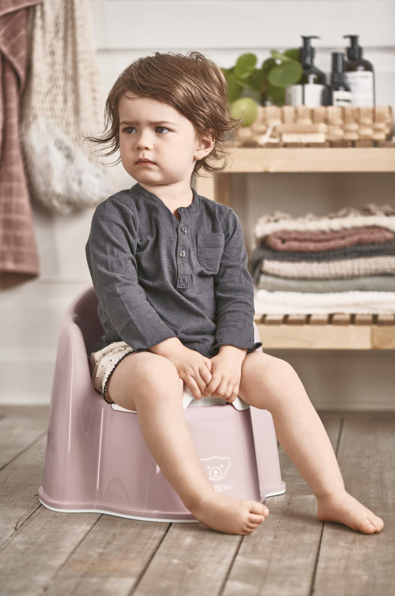 Sigalux BabyBjörn Potty Chair, Powder Pink/White, Potty Training Toilet, Easy-to-Clean, Removable Inner Potty, Non-Slip