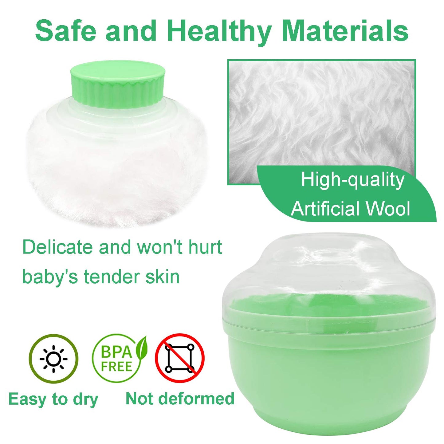 BPA Free Baby Powder Puff Box, Large 2.8" Fluffy Body After-Bath Powder Case, Baby Care Face/Body Villus Powder Puff Container, Makeup Cosmetic Talcum Powder Container with Hand Holder (Pink)