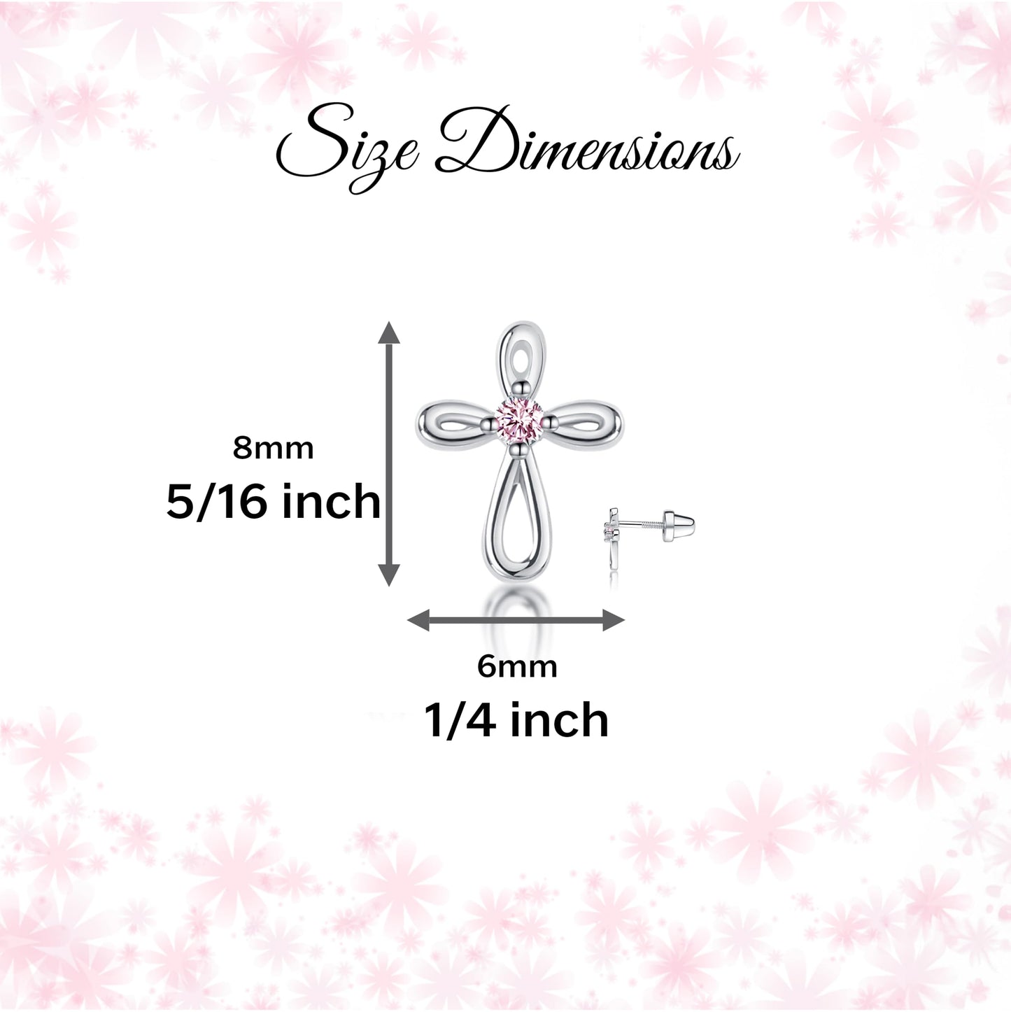 Cherished Moments Girl's 14K Dainty Gold-Plated or Sterling Silver Infinity Cross Earring with CZ and Screw Back