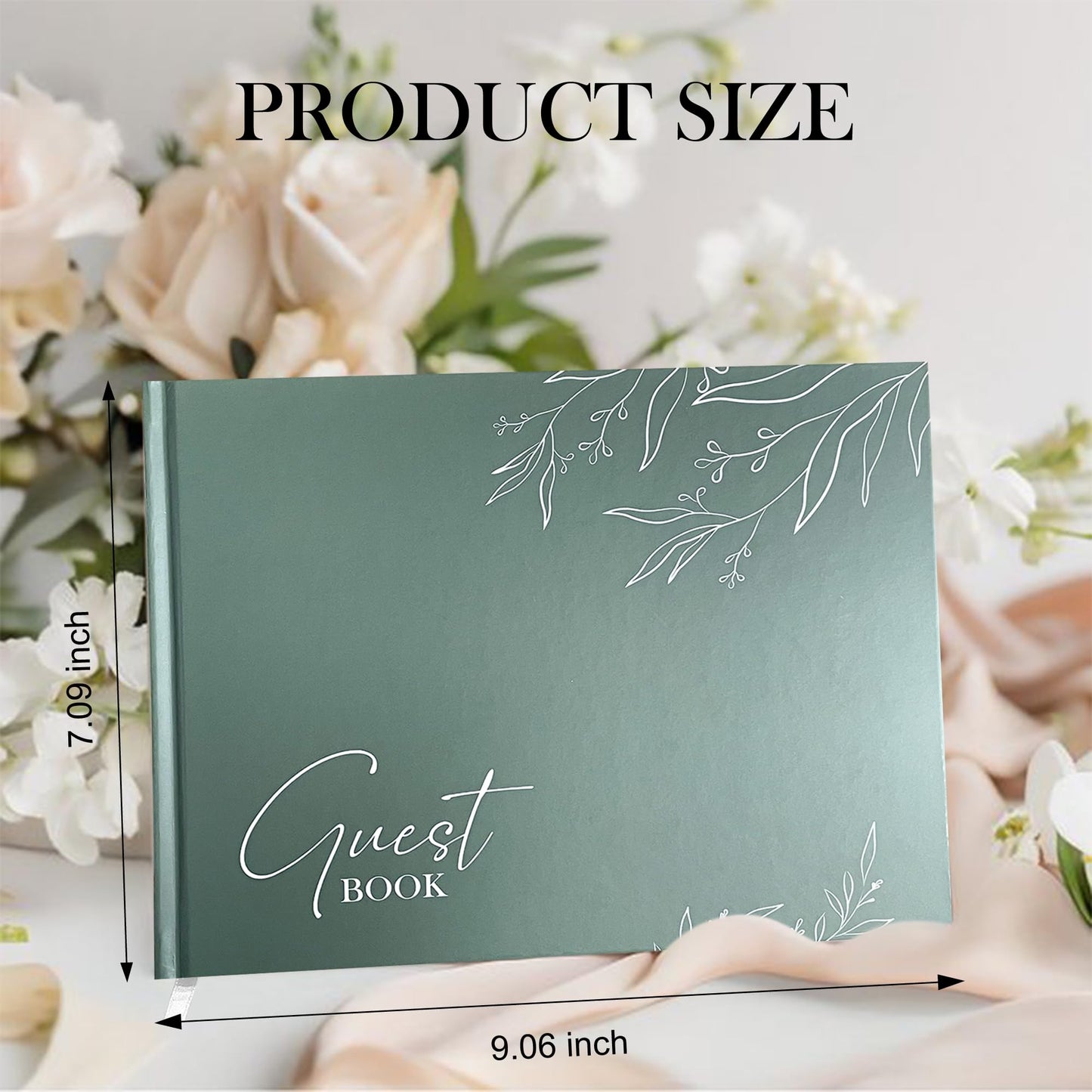 Mr&MrsGifts Elegant Wedding Guest Book Wedding Reception Hard Cover Guest Sign in Book for Bridal and Baby Shower(Garland)