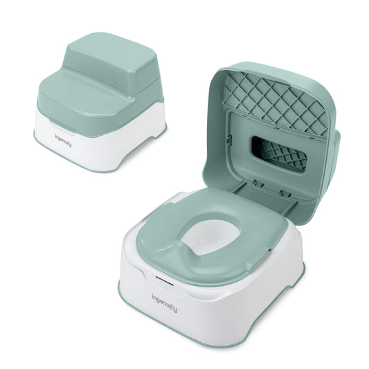 Ingenuity Prepare to Potty 3-in-1 System - Potty Training Toilet, Topper, Step Stool, Easy Setup, Pink, for Toddlers 18 Months+