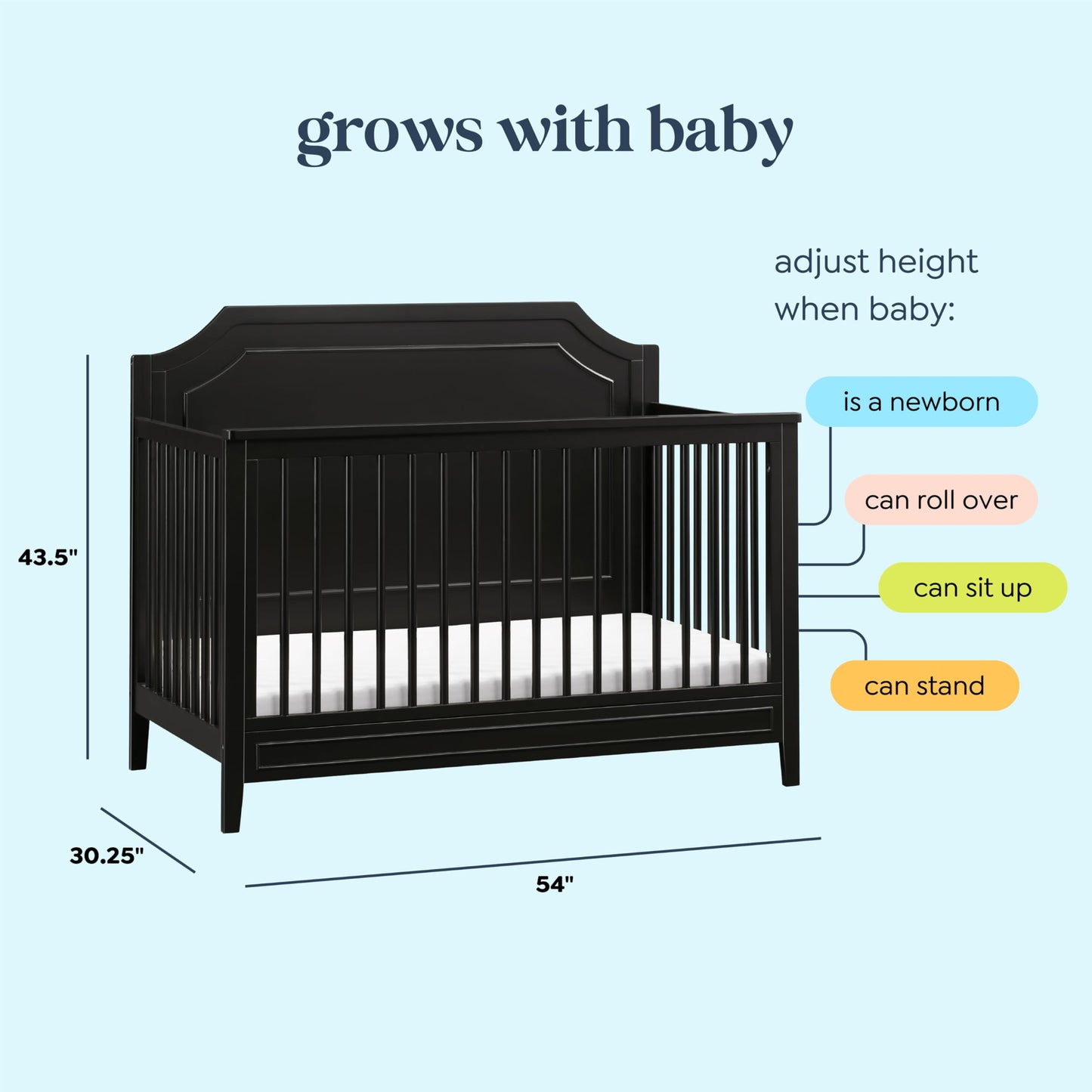 DaVinci Chloe Regency 4-in-1 Convertible Crib in Ebony, Greenguard Gold Certified
