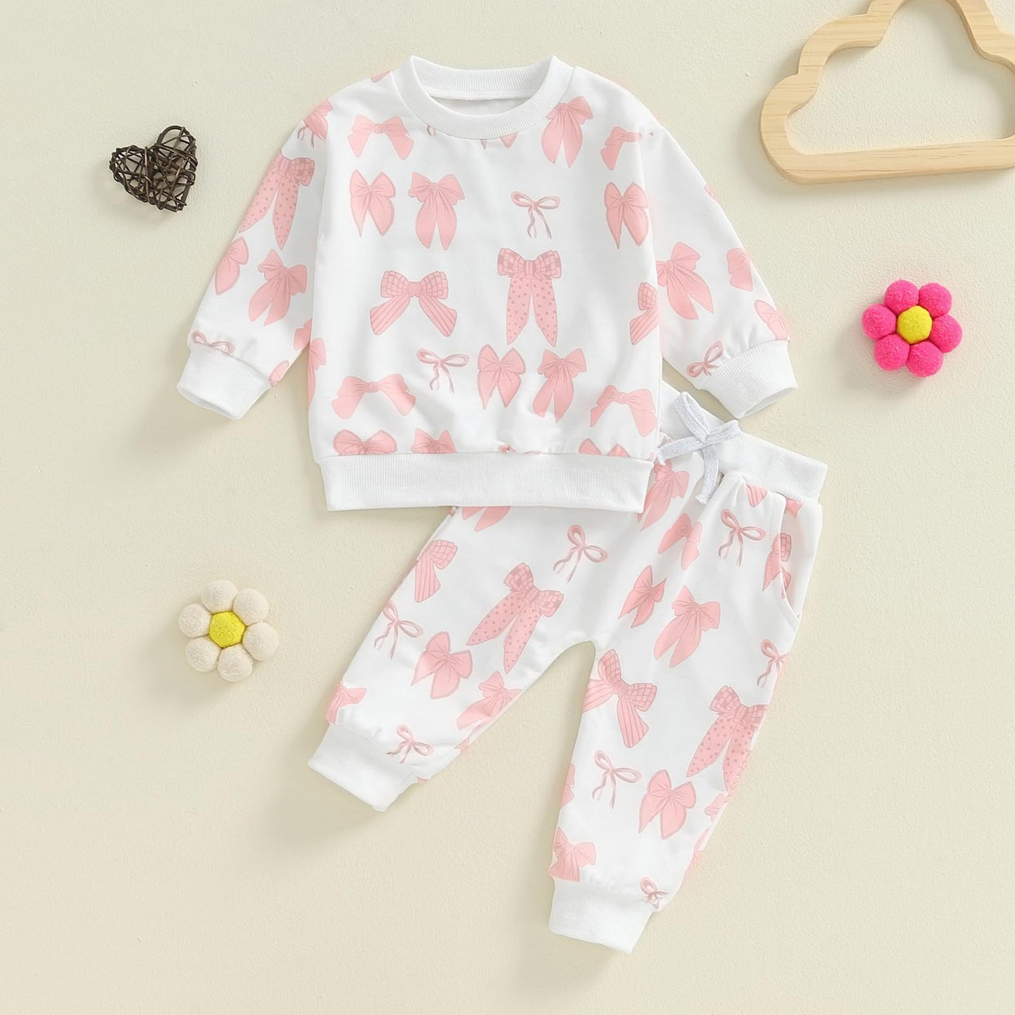 Mubineo Toddler Baby Girl Clothes Cute Long Sleeve Sweatshirt Sweatpant Outfits Fall Winter Tops Pant Outfit Sweatsuit