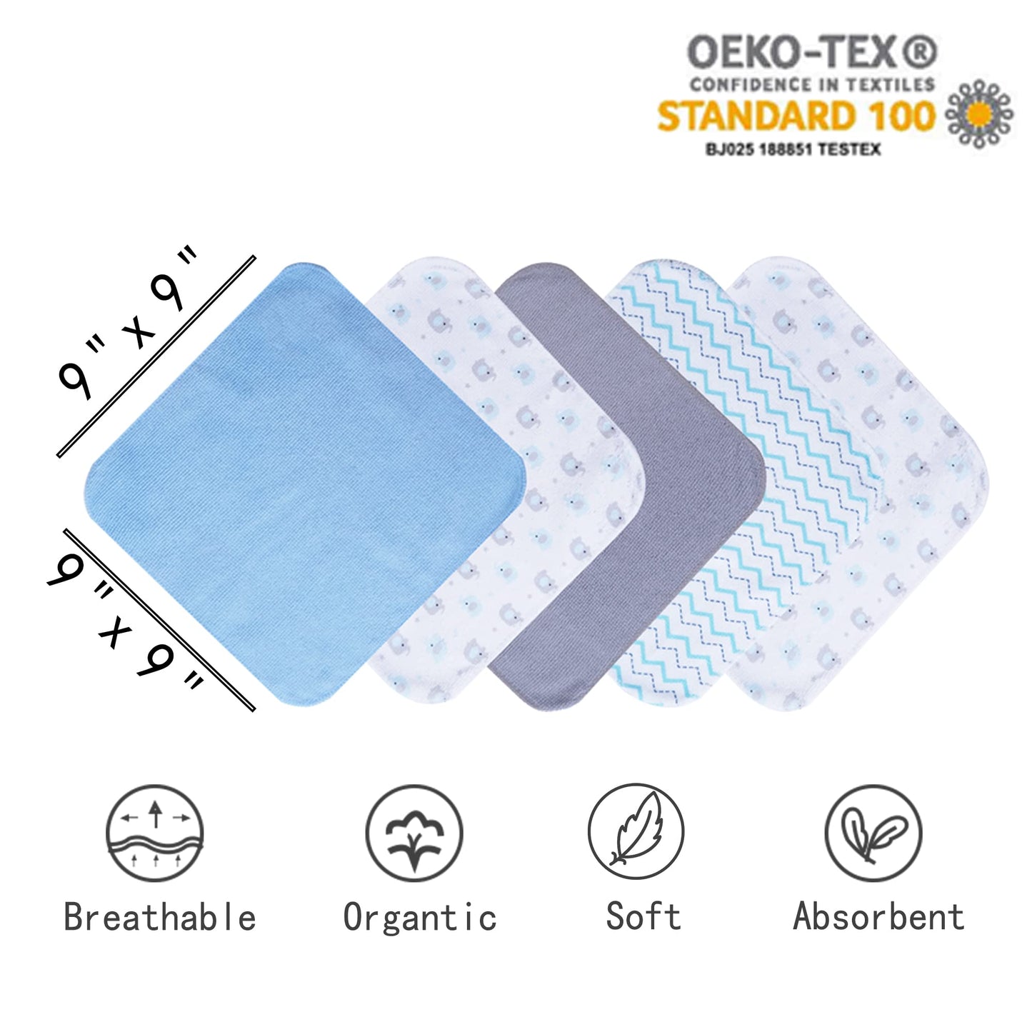 Viviland Baby Towels and Baby Wash Cloths Set Hooded Baby Towels Baby Wipes Absorbent Bath Face Towels Burp Cloths or Face Towels for Girl Boy 6-Pack Size 28 x 28 Inch(Elephant Flower)