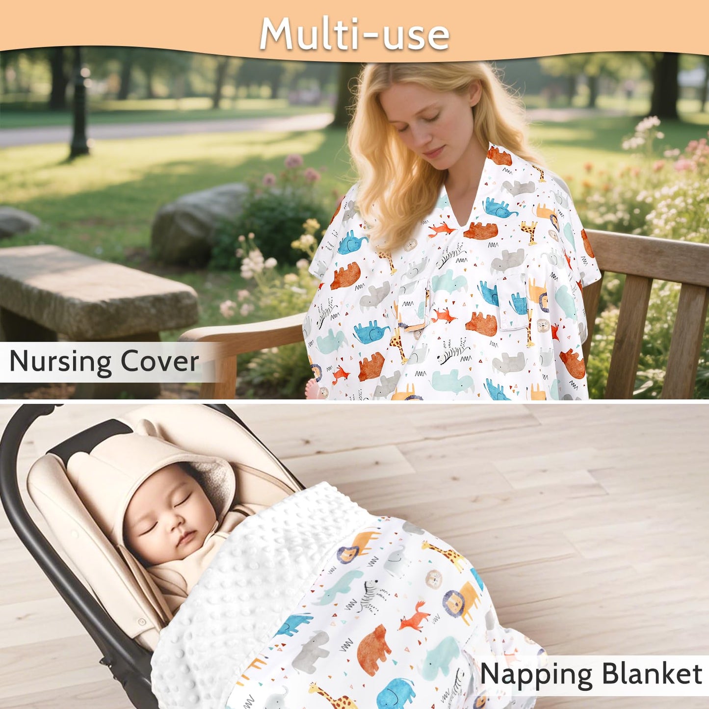 ManFaiSky Car Seat Cover Baby, Soft Carseat Covers Baby Girl, Multi-Use Nursing Cover & Infant Carseat Canopy, Pink