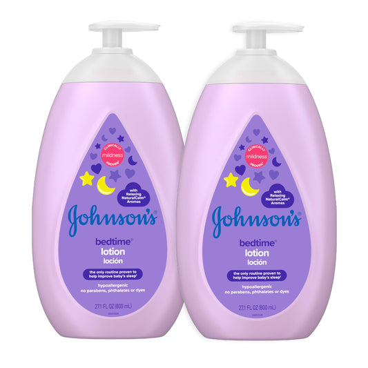 Johnson's Moisturizing Bedtime Baby Lotion with Coconut Oil & NaturalCalm Aromas to Help Relax Baby, Hypoallergenic & Free of Parabens, Phthalates & Dyes, Mild Baby Skin Care, 27.1 fl. oz