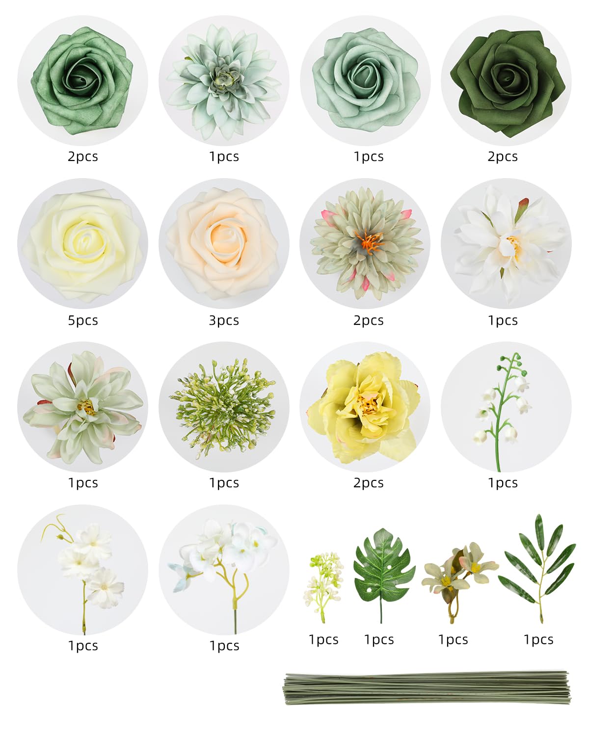 Artificial Flowers Combo for DIY Wedding Bouquets Combo Centerpieces Arrangements Party Bridal Baby Shower Home Decorations-Blush Pink