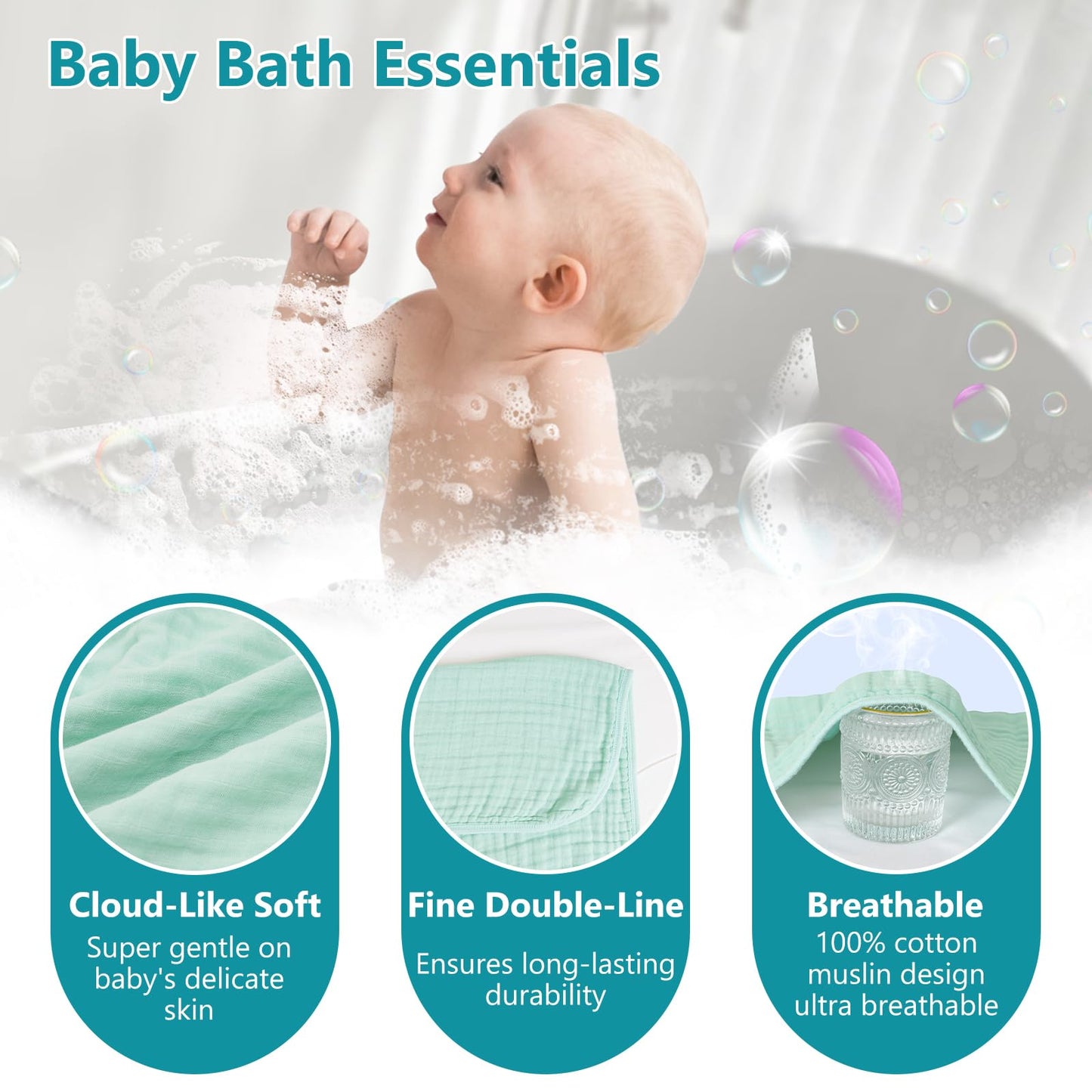 PHF 2 Pack Baby Hooded Towels, 100% Muslin Cotton Baby Bath Towel with Hood for Newborn, Infant, Toddler, Ultra Soft and Absorbent Baby Essentials Bath Towels for Girls, 32x32Inch, Floral