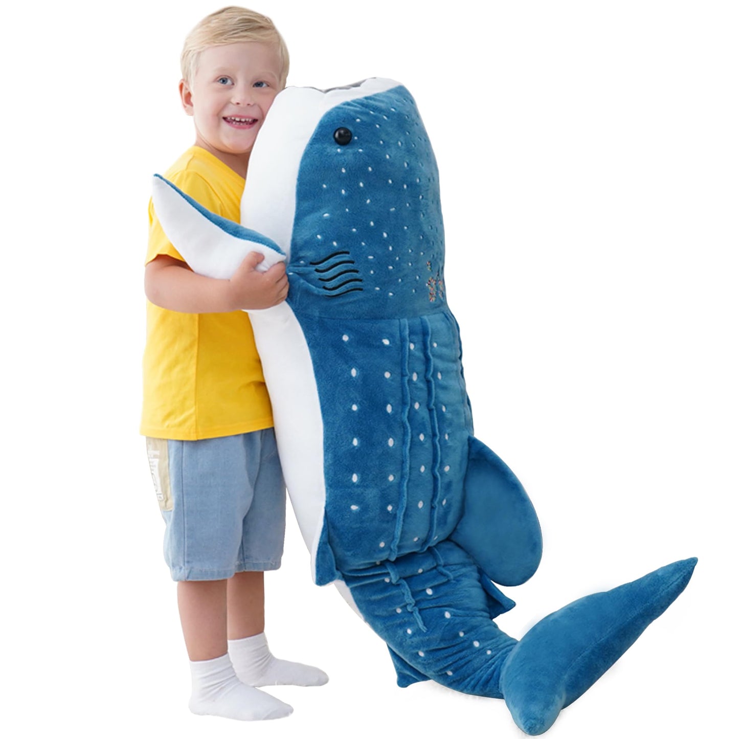 39 Inch Whale Shark Stuffed Animal – Giant Plush Shark Pillow Toy, Realistic Big Whale Shark Plushie for Kids and Ocean Lovers, Large Cuddly Gift