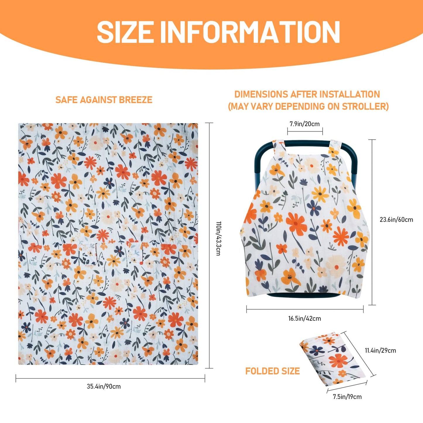 100% Muslin Summer Baby Car Seat Cover, Universal Fit Infant Car Seat Canopy, Breathable & Lightweight Sun, Weather Protection for Boys & Girls