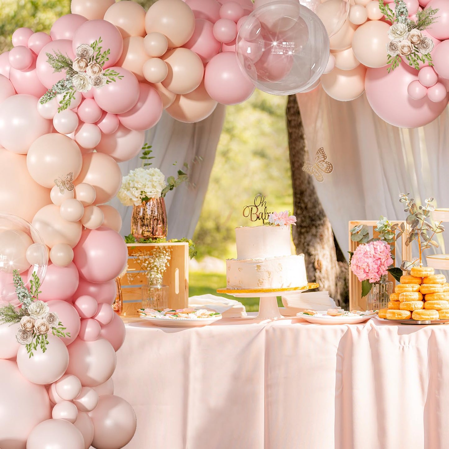 Pink Balloon Arch Kit 126 Pcs Light Pastel Pink Sand Balloon Garland Kit Include Macaron Balloons for Wedding Birthday Baby Shower Gender Reveal Decorations