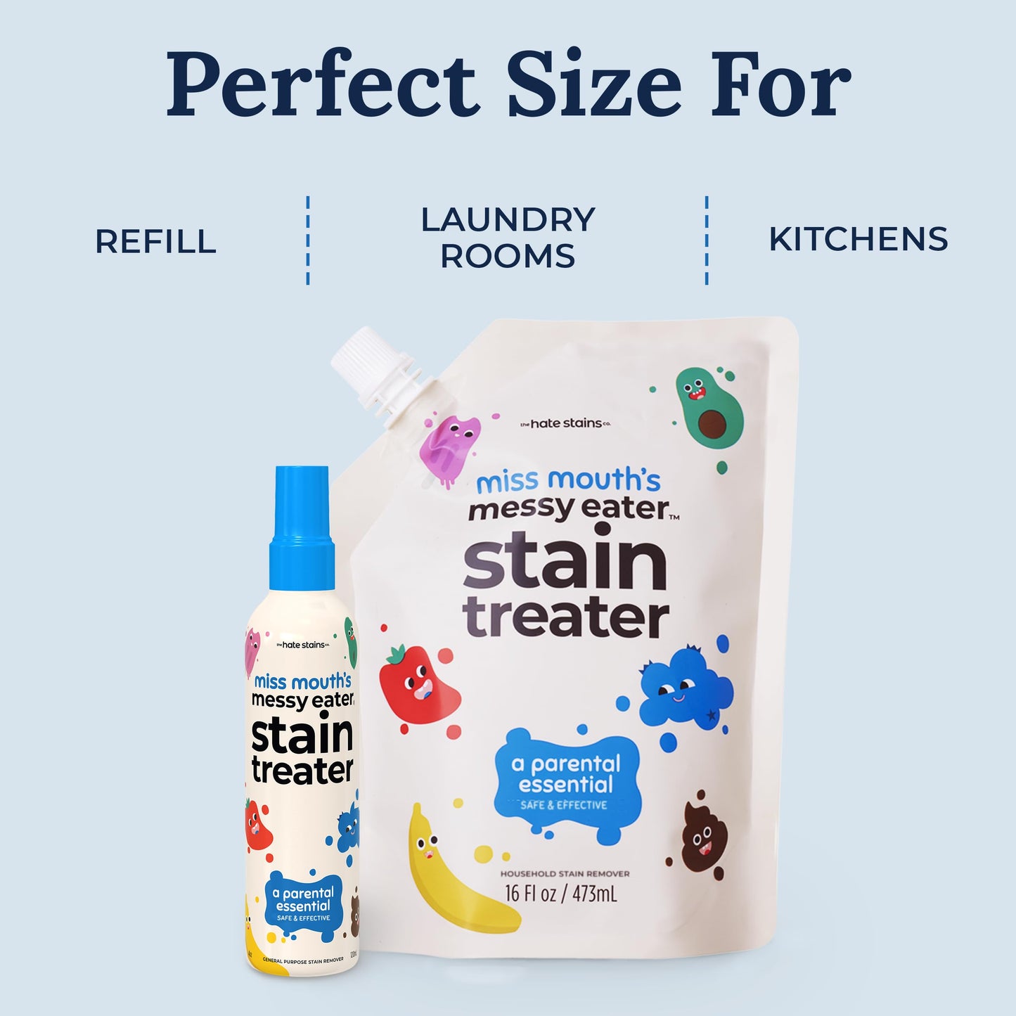 Miss Mouth's Messy Eater Stain Treater Spray - 4oz 2 Pack Stain Remover - Newborn & Baby Essentials - No Dry Cleaning Food, Grease, Coffee Off Laundry, Underwear, Fabric