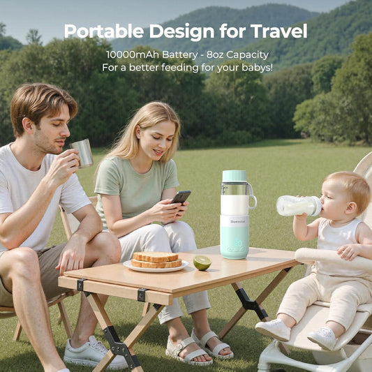Portable Bottle Warmer for Travel, 8oz Portable Milk Warmer for Breast Milk & Water, Fast Heating & USB-C Rechargeable, Healthy Glass Bottle for Baby