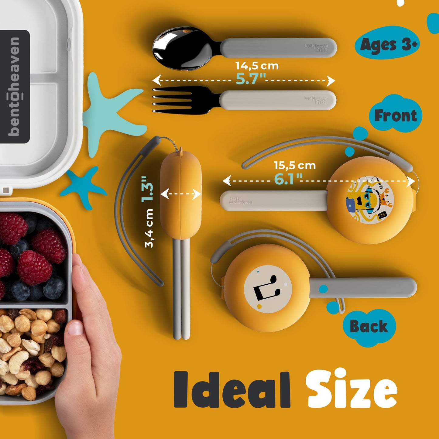 Bentoheaven Kids Travel Utensils with Case, Food-Grade Stainless Steel & BPA-Free Plastic, Travel Cutlery Set, Dishwasher Safe Fork, Spoon & Case, Reusable Flatware, Silverware for Kids (Horse)