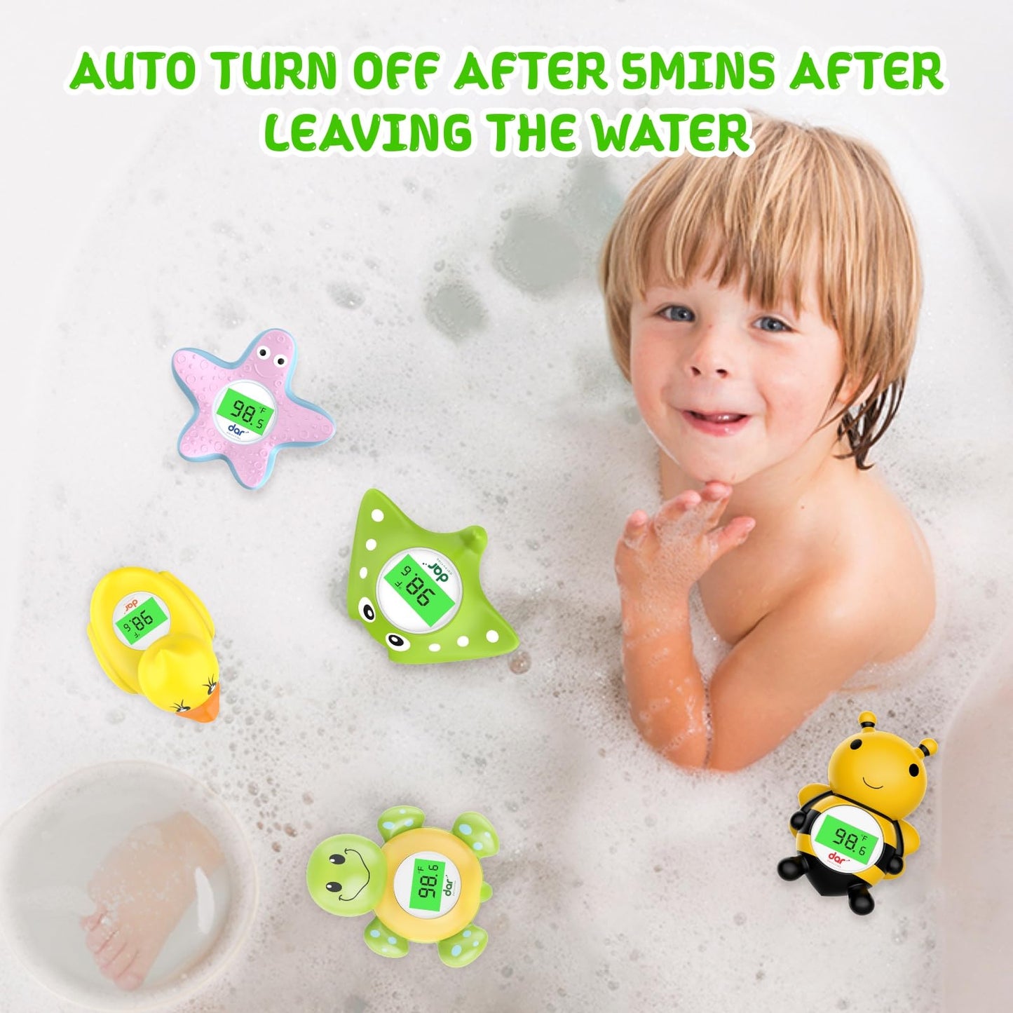 Baby Bath Thermometer, Digital Water Temperature Thermometers with 3 Color Backlit and Temperature Warning, Safety Bath Tube Thermometers Floating Toy for Infant, Toddler