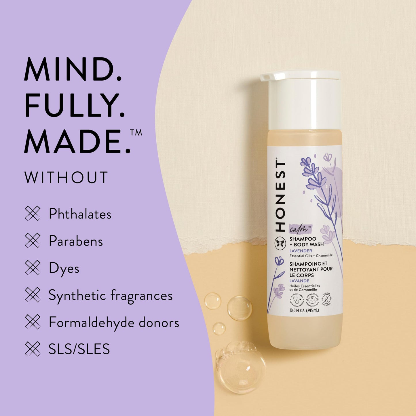 The Honest Company 2-in-1 Cleansing Shampoo + Body Wash for Sensitive Skin | Gentle for Baby | Naturally Derived, Tear-free, Hypoallergenic | Fragrance Free, 10 fl oz