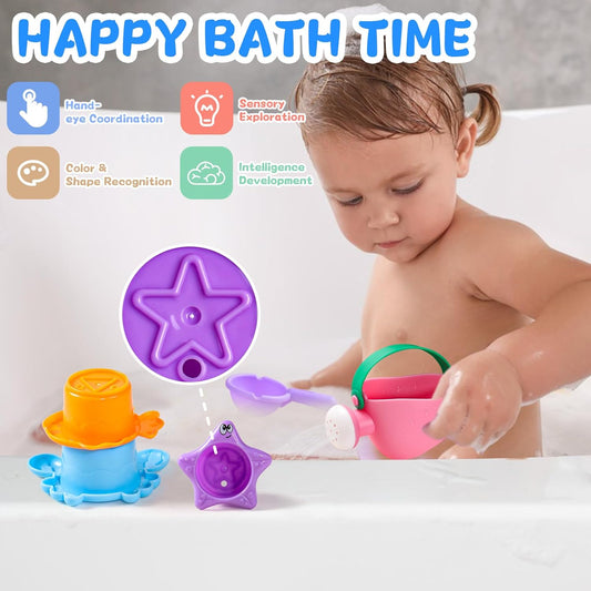 Baby Bath Toys for Kids Ages 1-3 5 PCS Toddler Bath Toys for 2-4 Bathtub Water Toys Baby Gifts (Color Random)