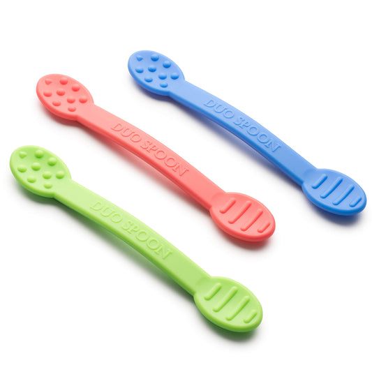 Special Supplies Duo Spoon Oral Motor Therapy Tools, 3 Pack, Textured Stimulation and Sensory Input Treatment for Babies, Toddlers or Kids, BPA Free Silicone with Flexible, Easy Handle
