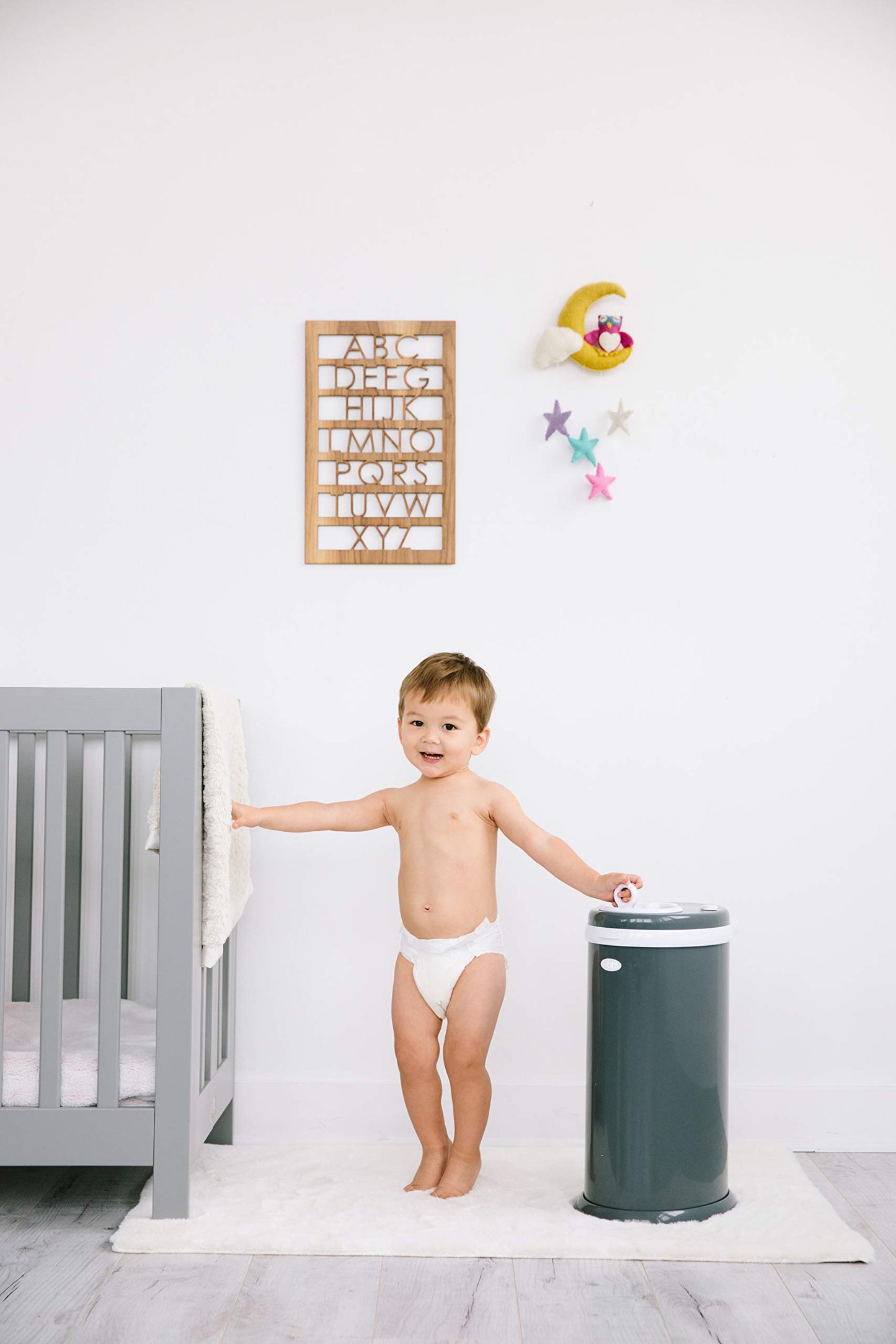 Ubbi Steel Diaper Pail, Odor Locking, No Special Bag Required, Award-Winning, Registry Must-Have, White
