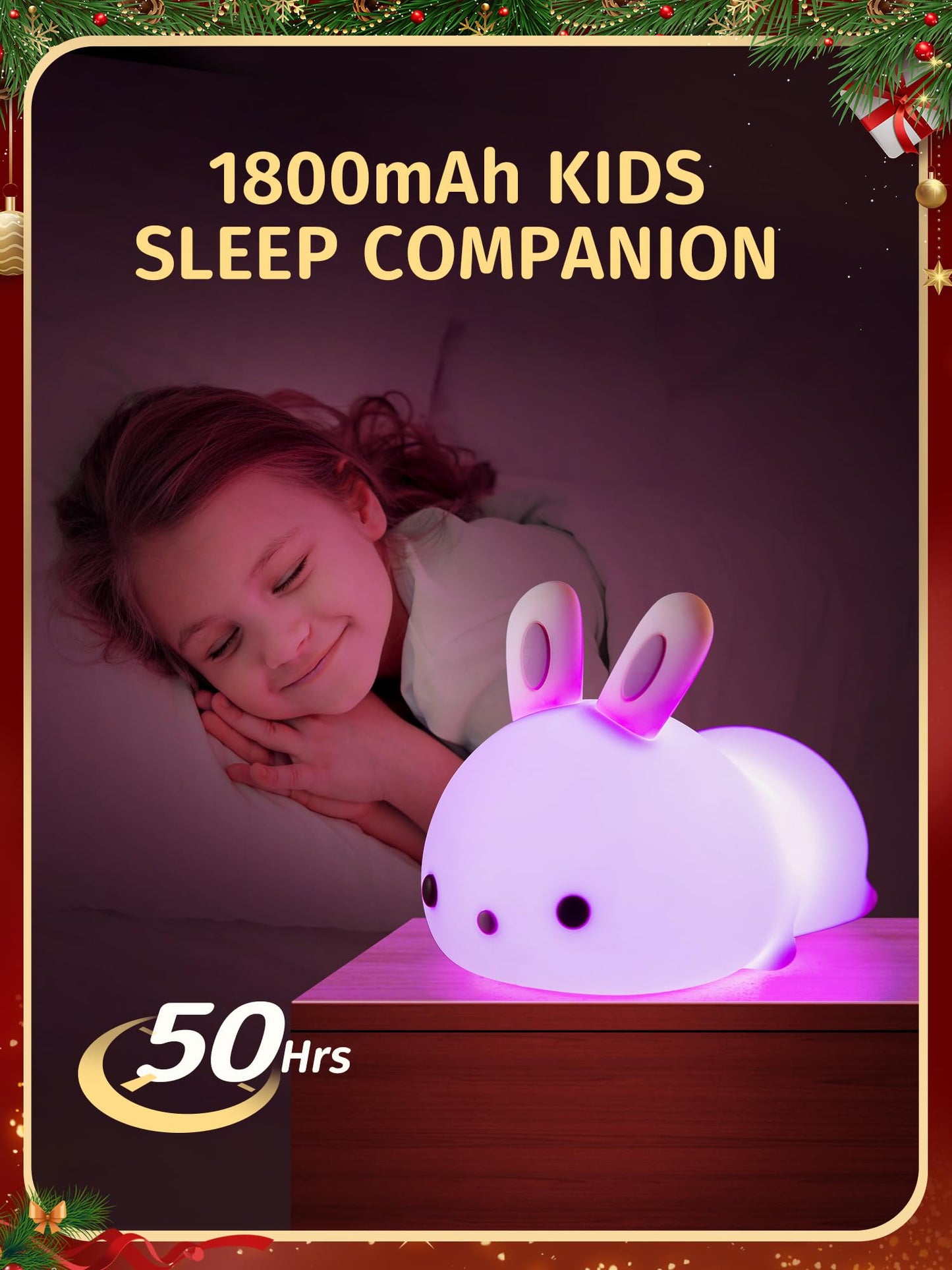 One Fire Night Light for Kids Bunny Cute Lamp, Kawaii 16 Colors Kids Night Light Baby Night Light Lamp, Rechargeable Toddler Night Light for Baby Nursery Night Light,Kids Lamp Nightlight for Kids Room