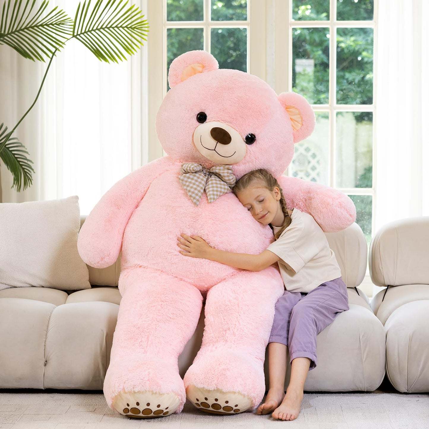 6ft Giant Teddy Bear Stuffed Animal, 72" Life Size Pink Teddy Bear Plush Toy, Cuddly Stuffed Bear Gift for Girlfriend, Wife, Kids at Birthday Valentine's Day, Christmas, Baby Shower Decor