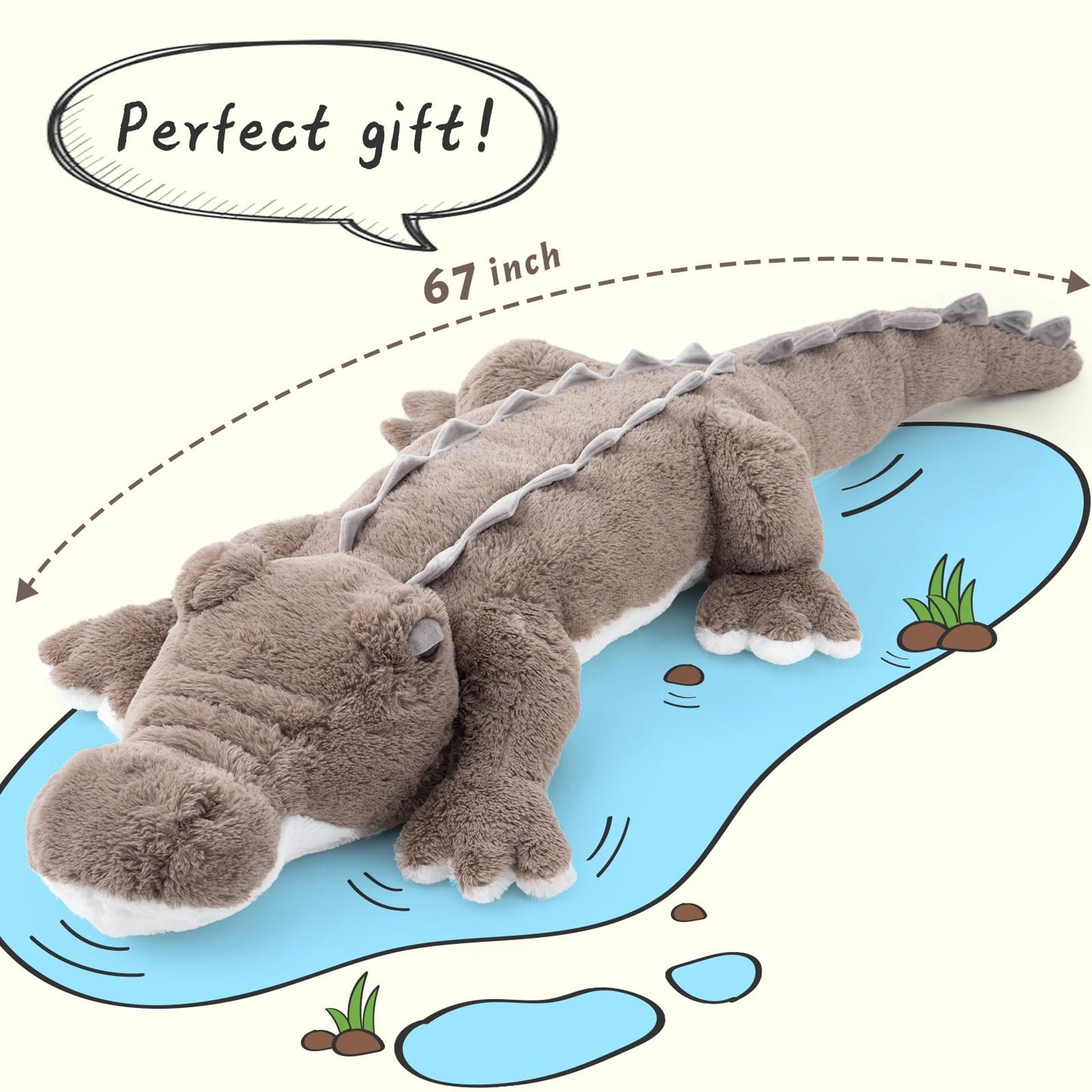 MorisMos Giant Alligator Stuffed Animal, 67inch Soft Large Alligator Plush Toy, Big Stuffed Crocodile Gifts for Kids Boys Girls